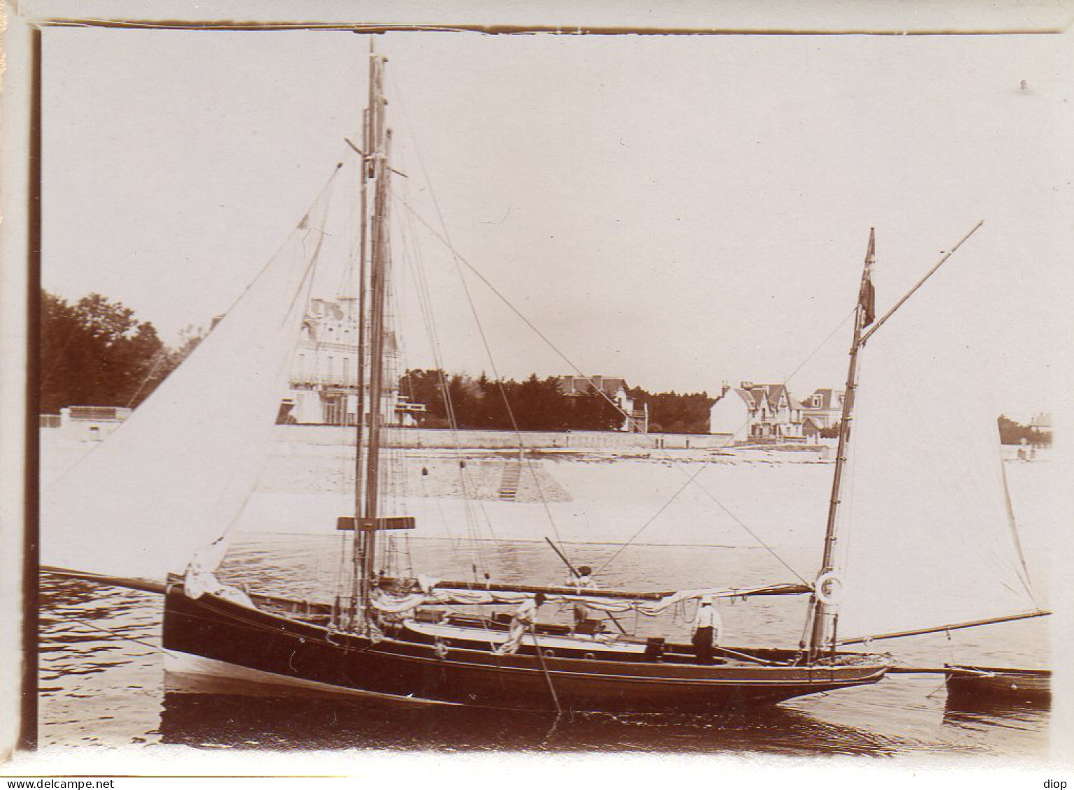 Photographie Photo Vintage Snapshot Voile Voilier Bateau Sailing - Barcos