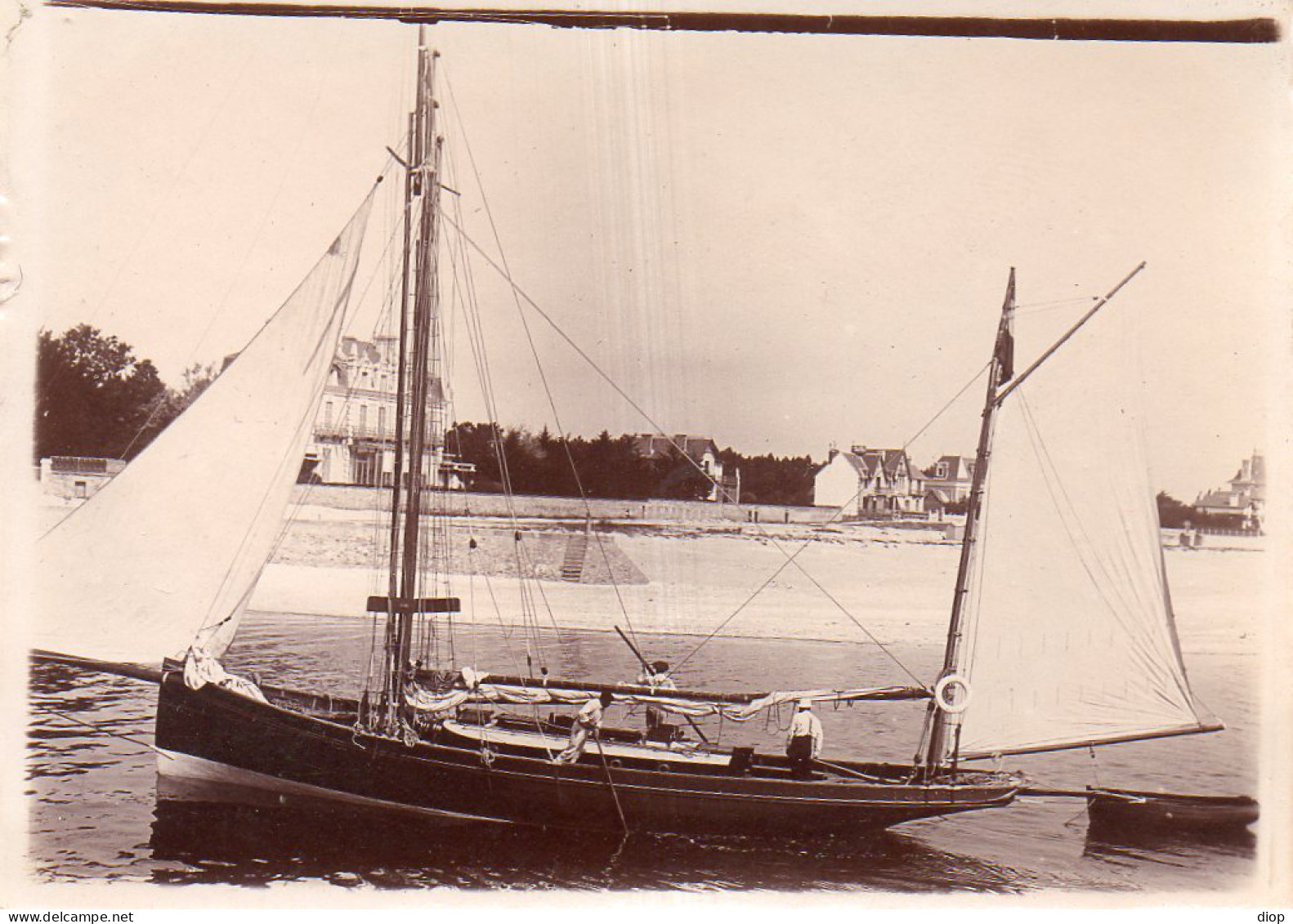 Photographie Photo Vintage Snapshot Voile Voilier Bateau Sailing - Barche