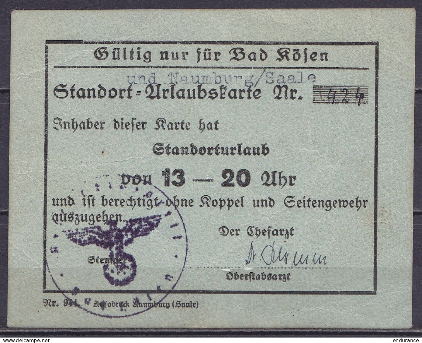 Carte D'entrée "Standorf Urlaubskarte" ? Allemagne - Biglietti D'ingresso
