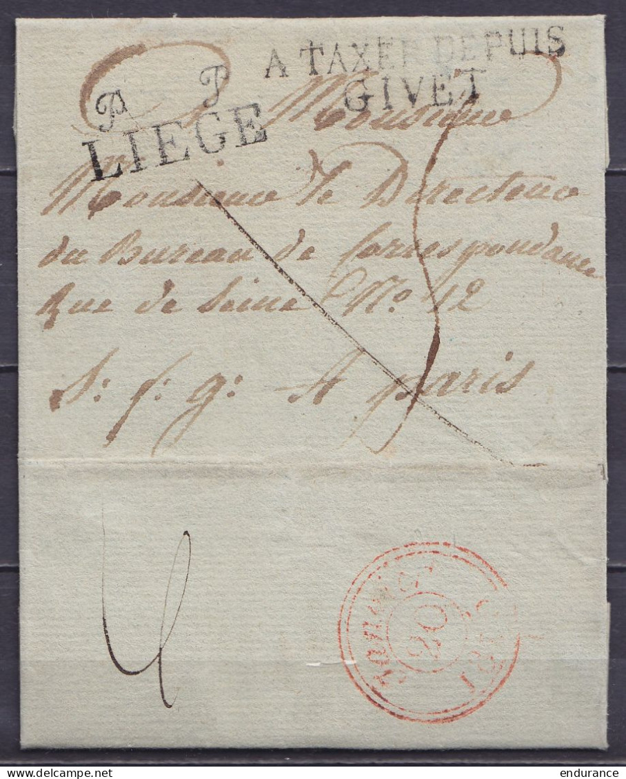 L. Datée 17 Janvier 1815 De BIERSET Pour PARIS - Griffes "A TAXER DEPUIS GIVET" & "P  P / LIEGE" - Port "5" (au Dos: Cac - 1815-1830 (Hollandse Tijd)