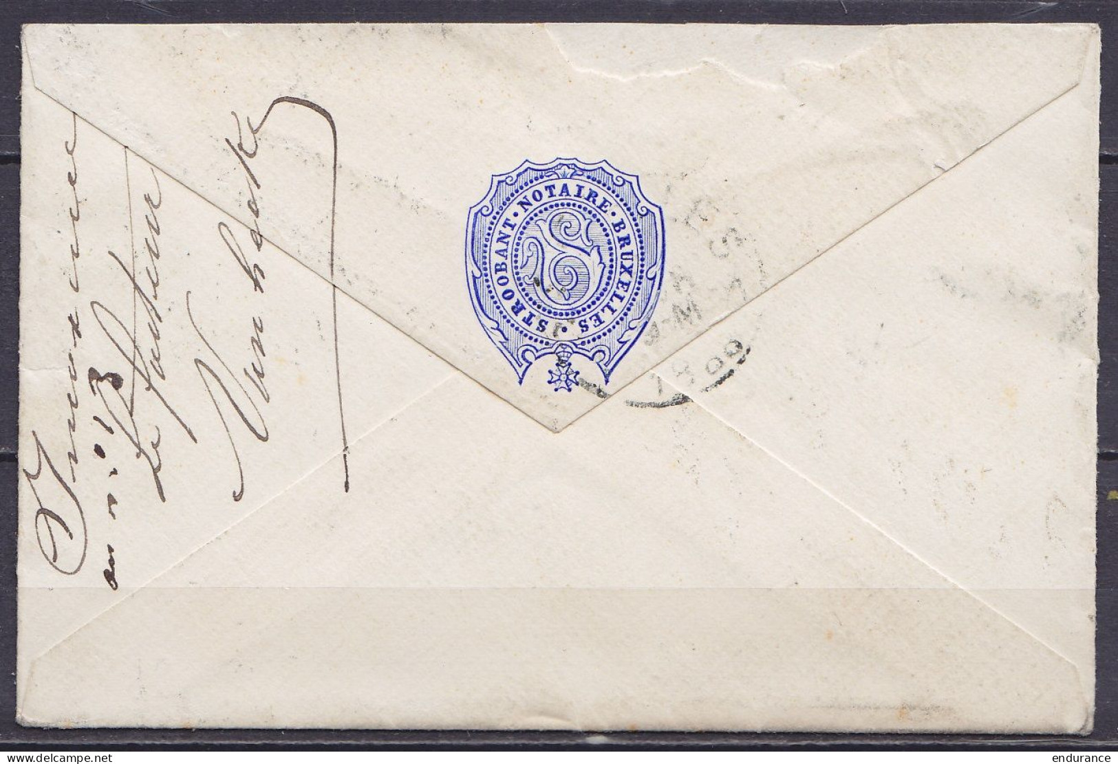 Env. Affr. N°46 Càd BRUXELLES 5/29 JANV 1888 Pour E/V Man. "Inconnu Au N°11" & "retour à La Griffe" Càd Retour BRUXELLES - 1869-1883 Leopold II.