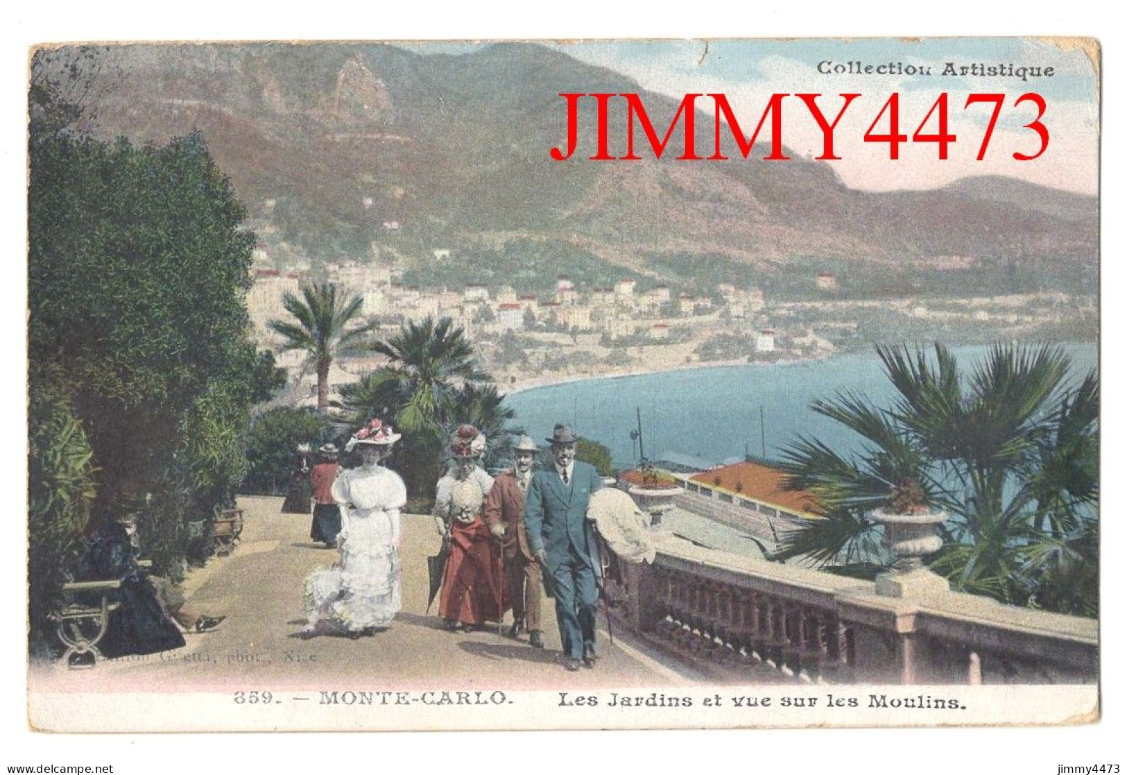 CPA - MONTE-CARLO En 1908 - Les Jardins Et Vue Sur Les Moulins ( Allée Bien Animée ) N° 359 - Edit. Giletta Nice - Monte-Carlo