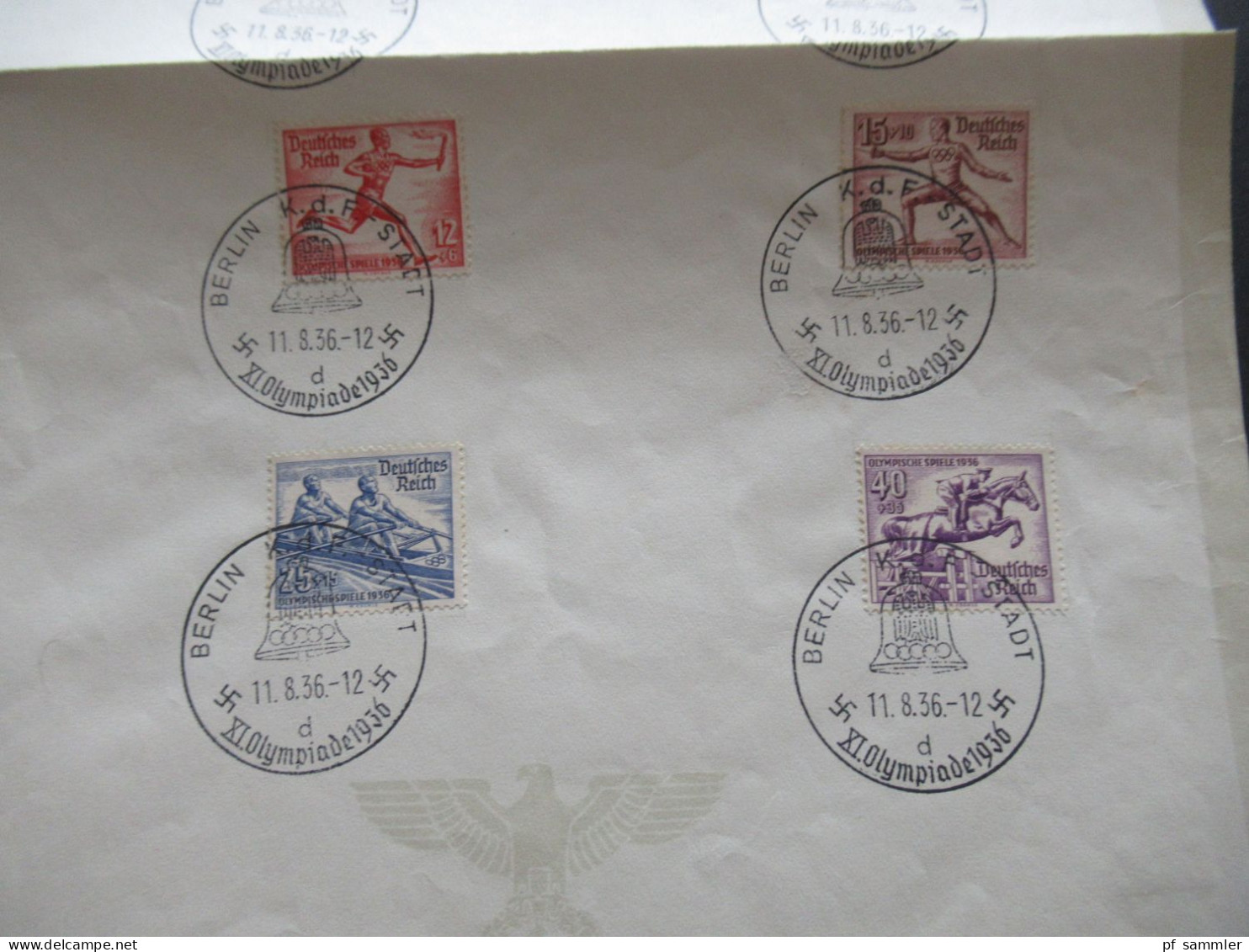 3.Reich 1936 Olympia 1936 In Berlin Michel Nr. 609 / 616 Sonderblatt Mit SSt Berlin KDF Stadt XI. Olympiade 1936 - Covers & Documents