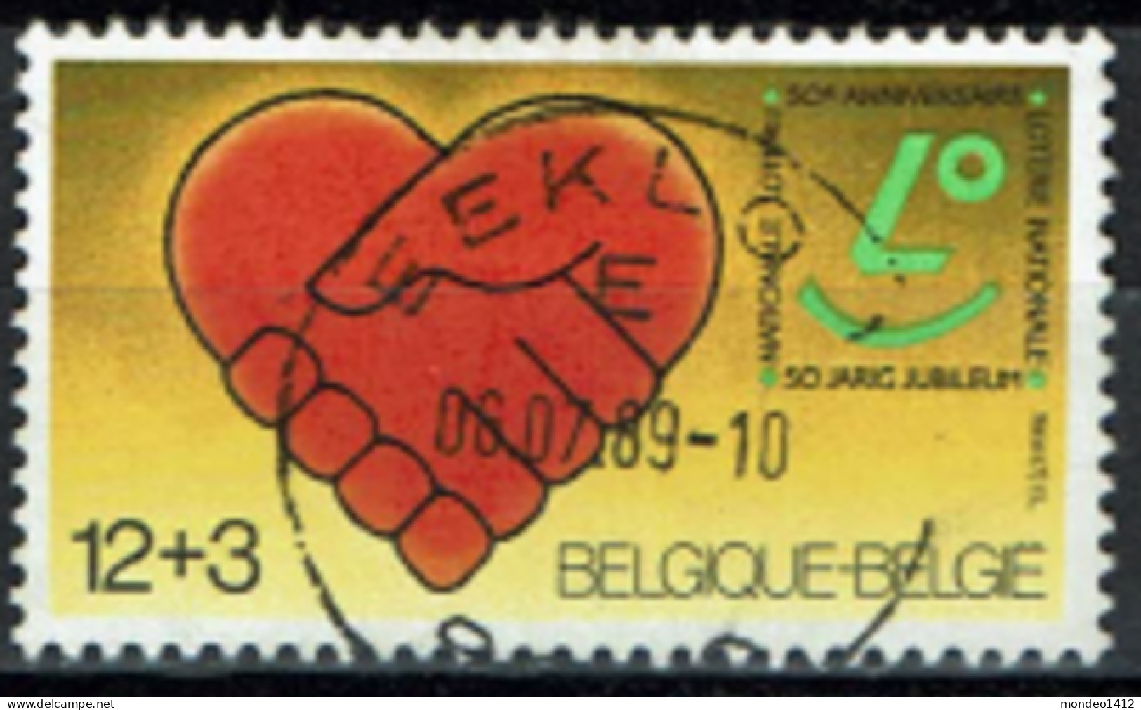 België 1984 OBP 2128 - Y&T 2128 - Loterie Nationale Mains Cœur - Centrale Stempel Eeklo - Usati