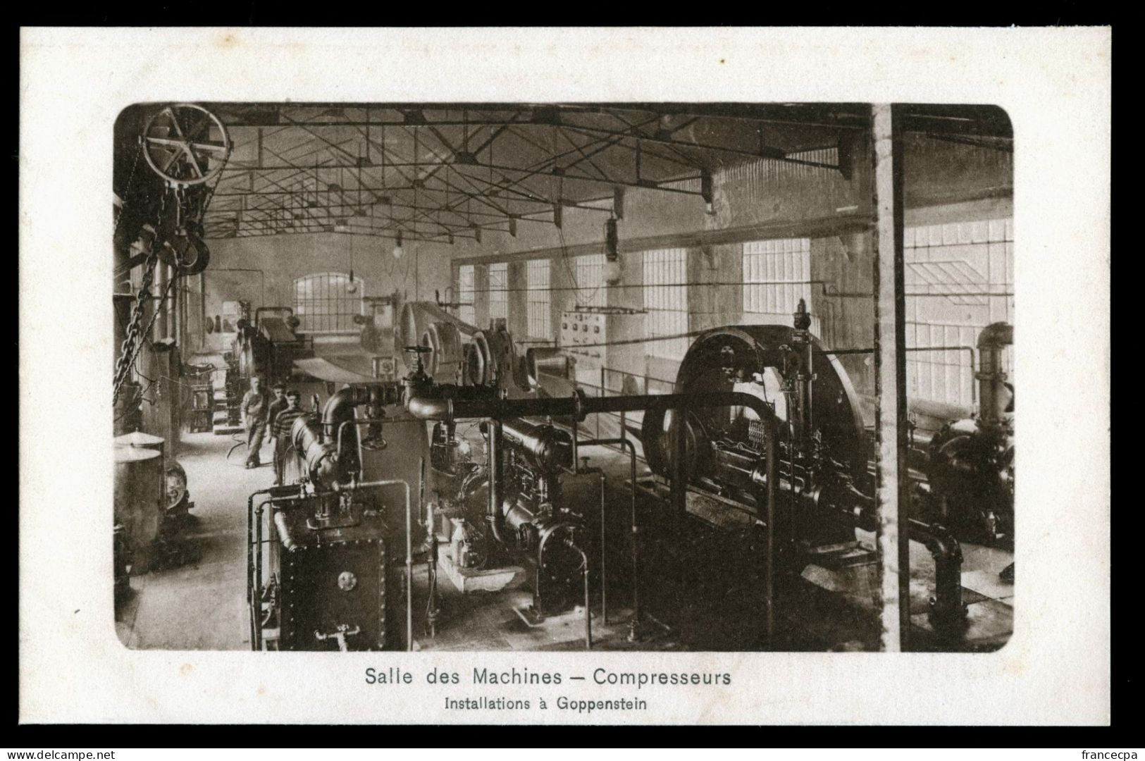 15023 - SUISSE -  Lötschbergbahn, Construction Tunnel Et Chemin De Fer, Salle Des Compresseurs à Goppenstein - Simplon