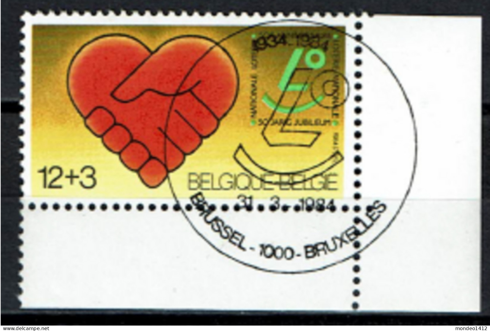 België 1984 OBP 2128 - Y&T 2128 - Loterie Nationale Mains Cœur - Used Stamps