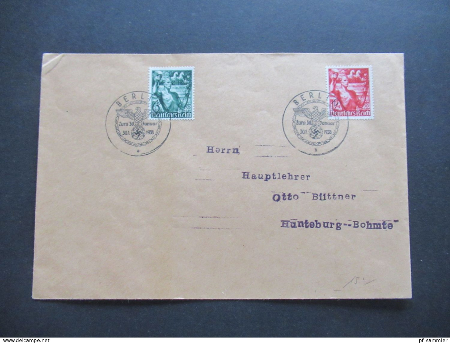 3.Reich 1938 5. Jahrestag Der Machtergreifung Hitlers Mi.Nr.660 / 661 Mit Sonderstempel Berlin Zum 30. Januar A - Covers & Documents