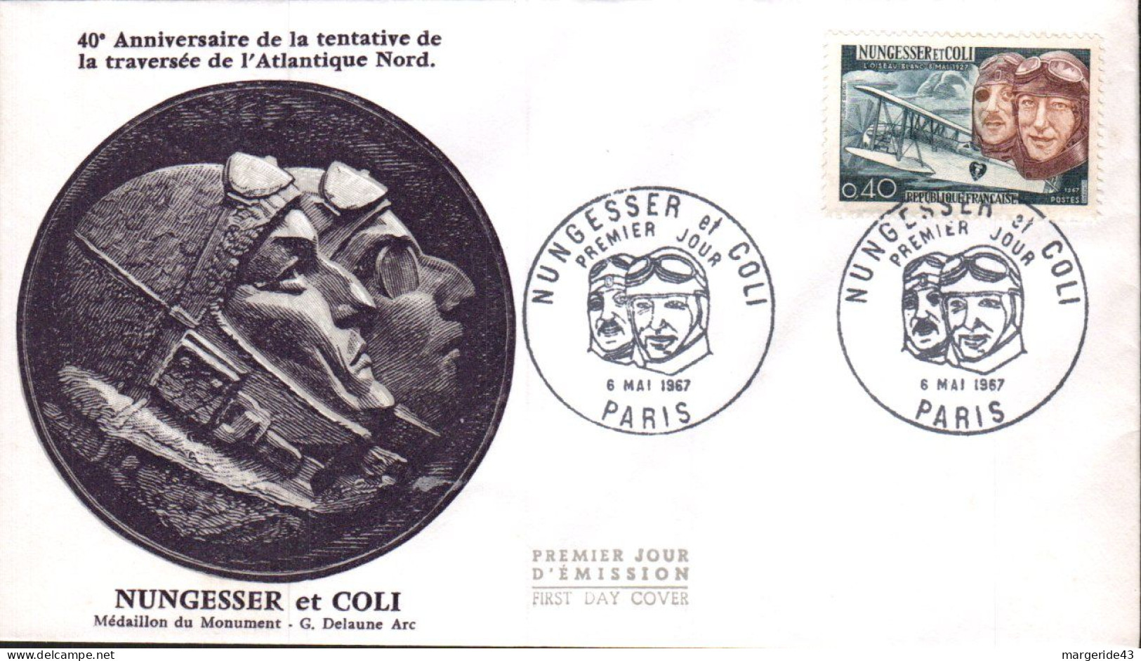 FDC 1967 NUNGESSER ET COLI - 1960-1969