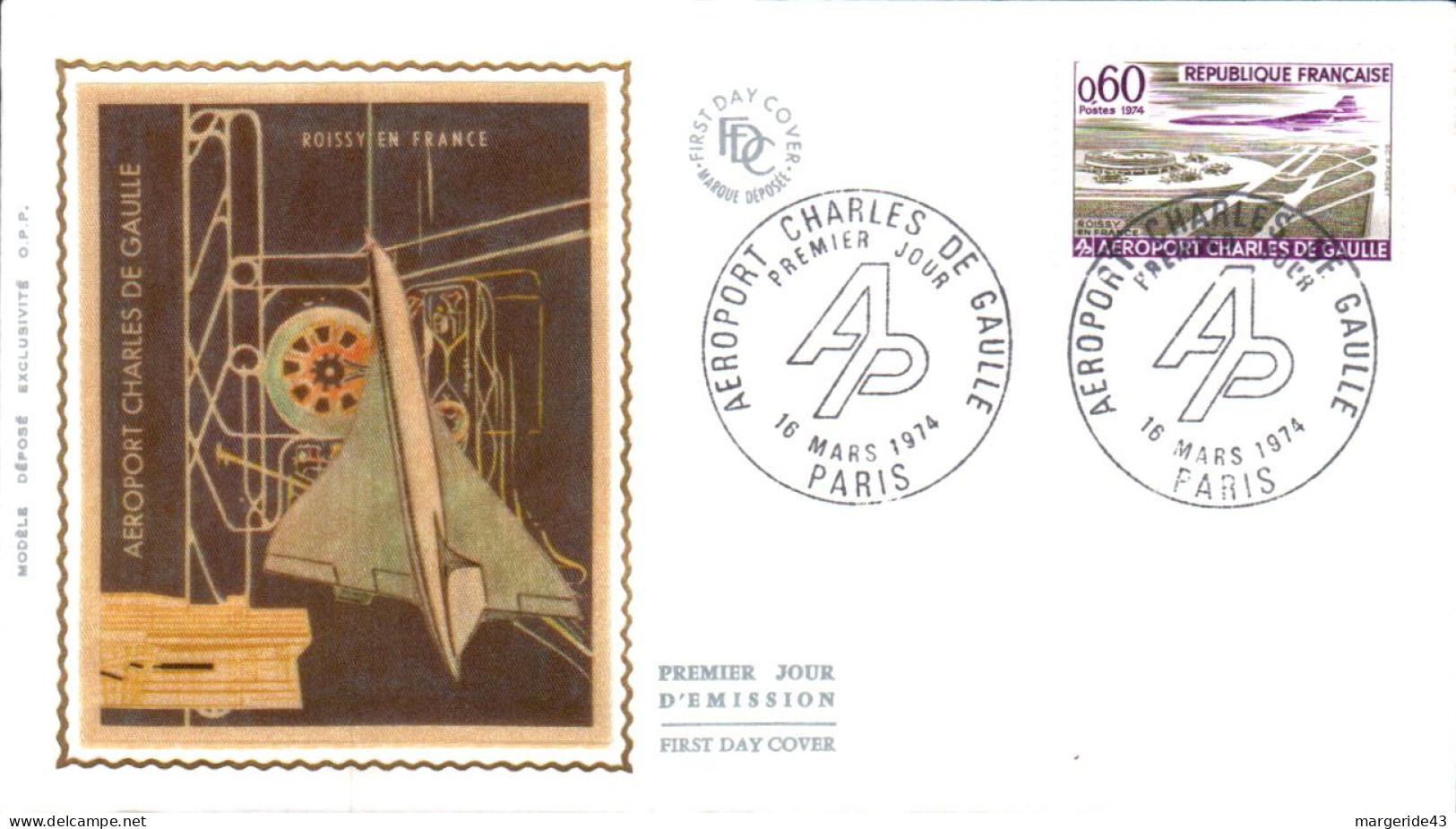 FDC 1974 AEROPORT CHARLES DE GAULLE - 1970-1979