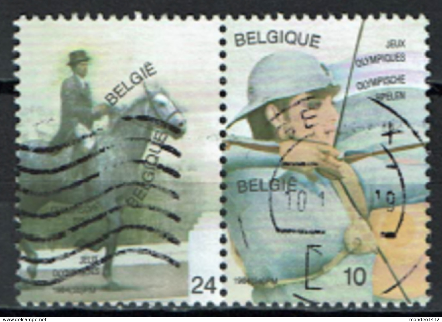 België 1984 OBP 2121/2122 - Y&T 2120/21 - Olympic Games, Jeux Olympiques Los Angeles - Tir à L'arc, Equitation Dressage - Used Stamps