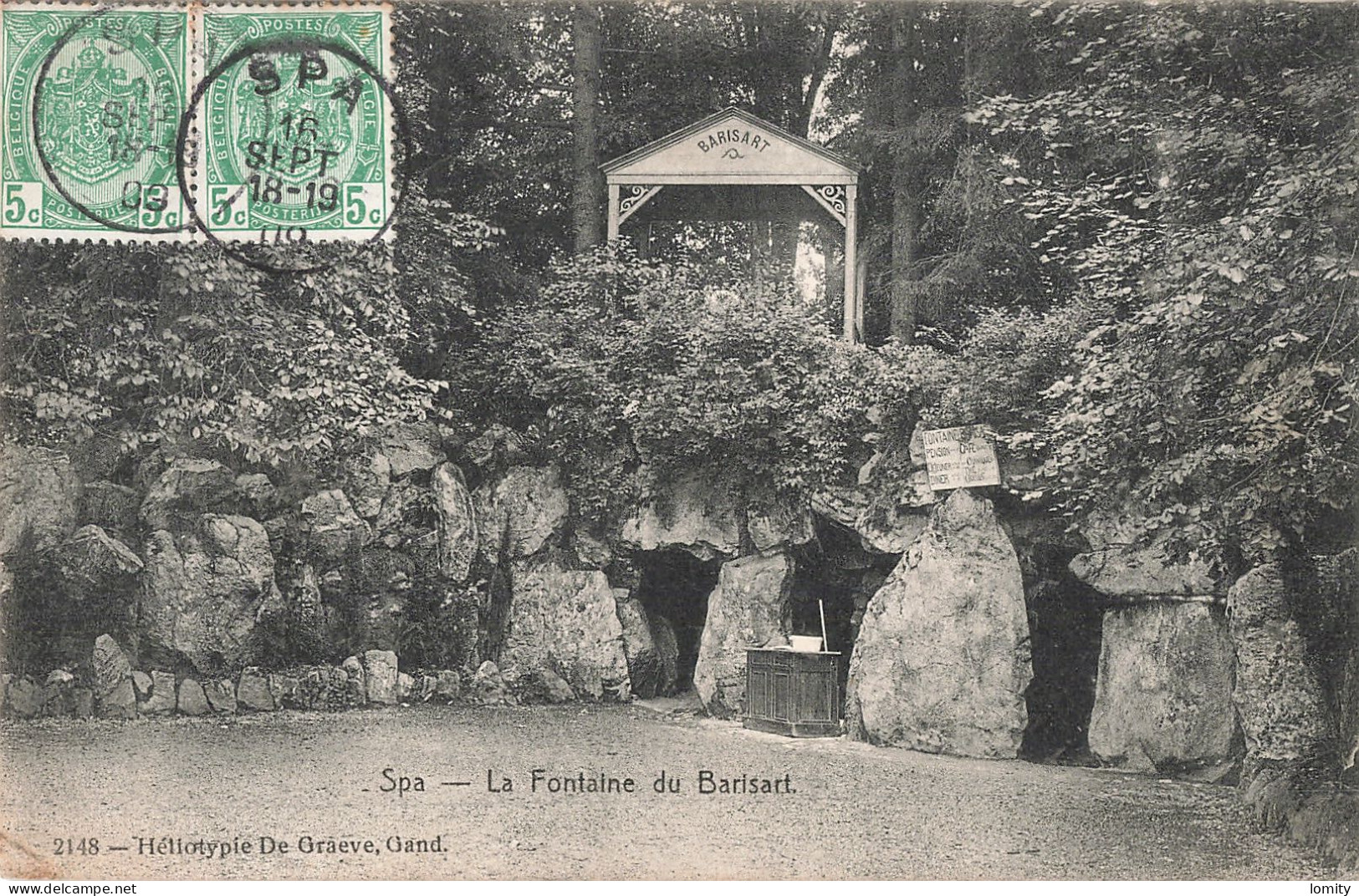 déstockage lot 5 cartes postales Belgique CPA panorama lac Warfaz Kursaal fontaine du Barisart