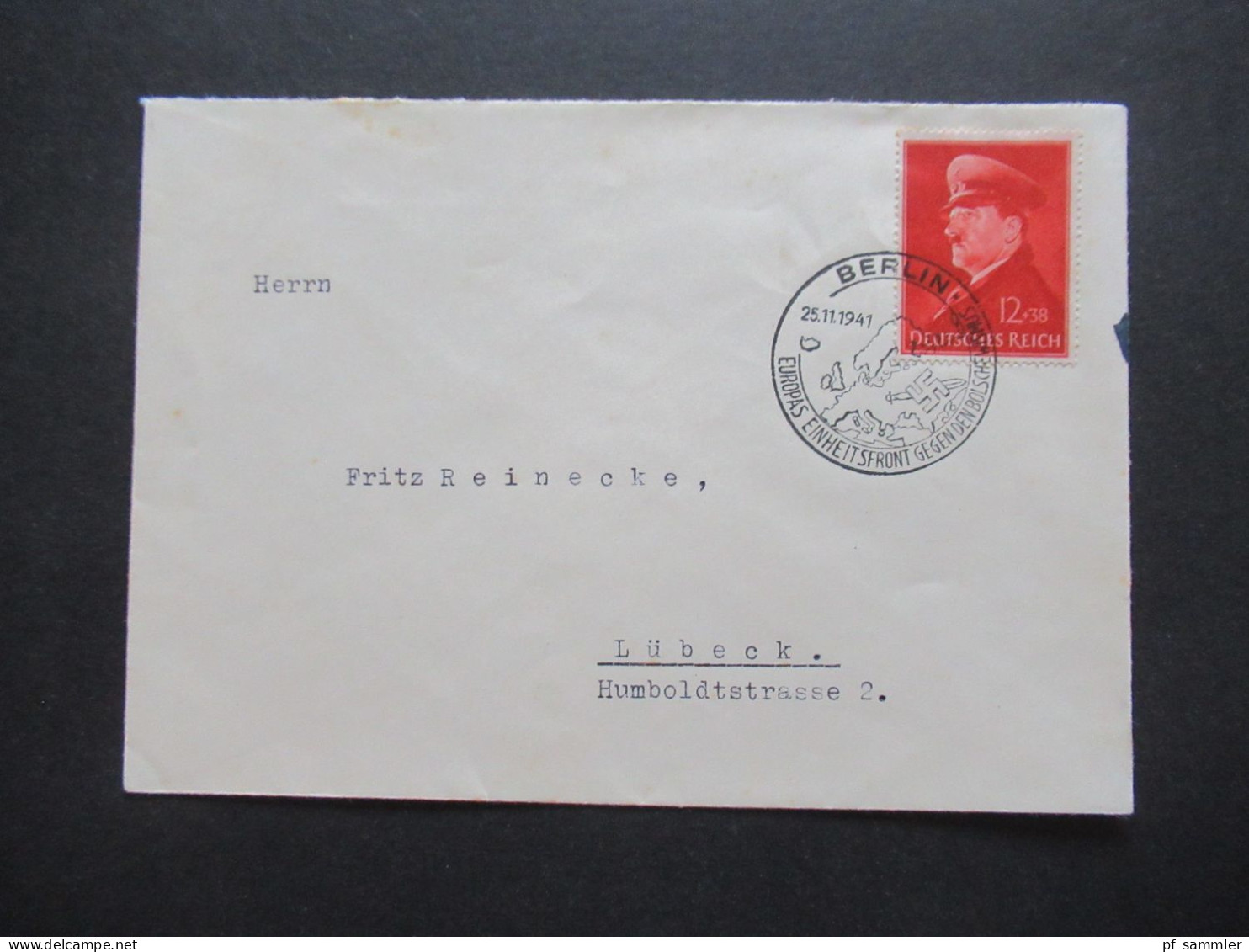 3.Reich 1941 Geburtstag Adolf Hitler Nr.772 EF Mit Sonderstempel Berlin Europas Einheitsfront Gegen Den Bolschewismus - Lettres & Documents