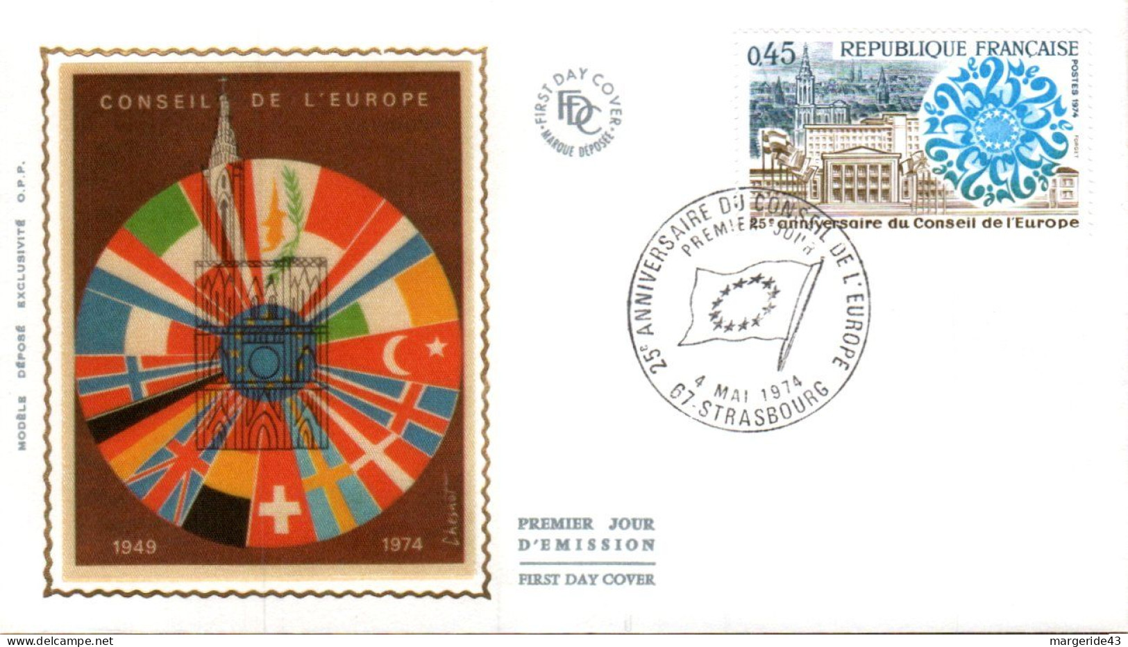 FDC 1974 25 ANS CONSEIL DE L'EUROPE - 1970-1979