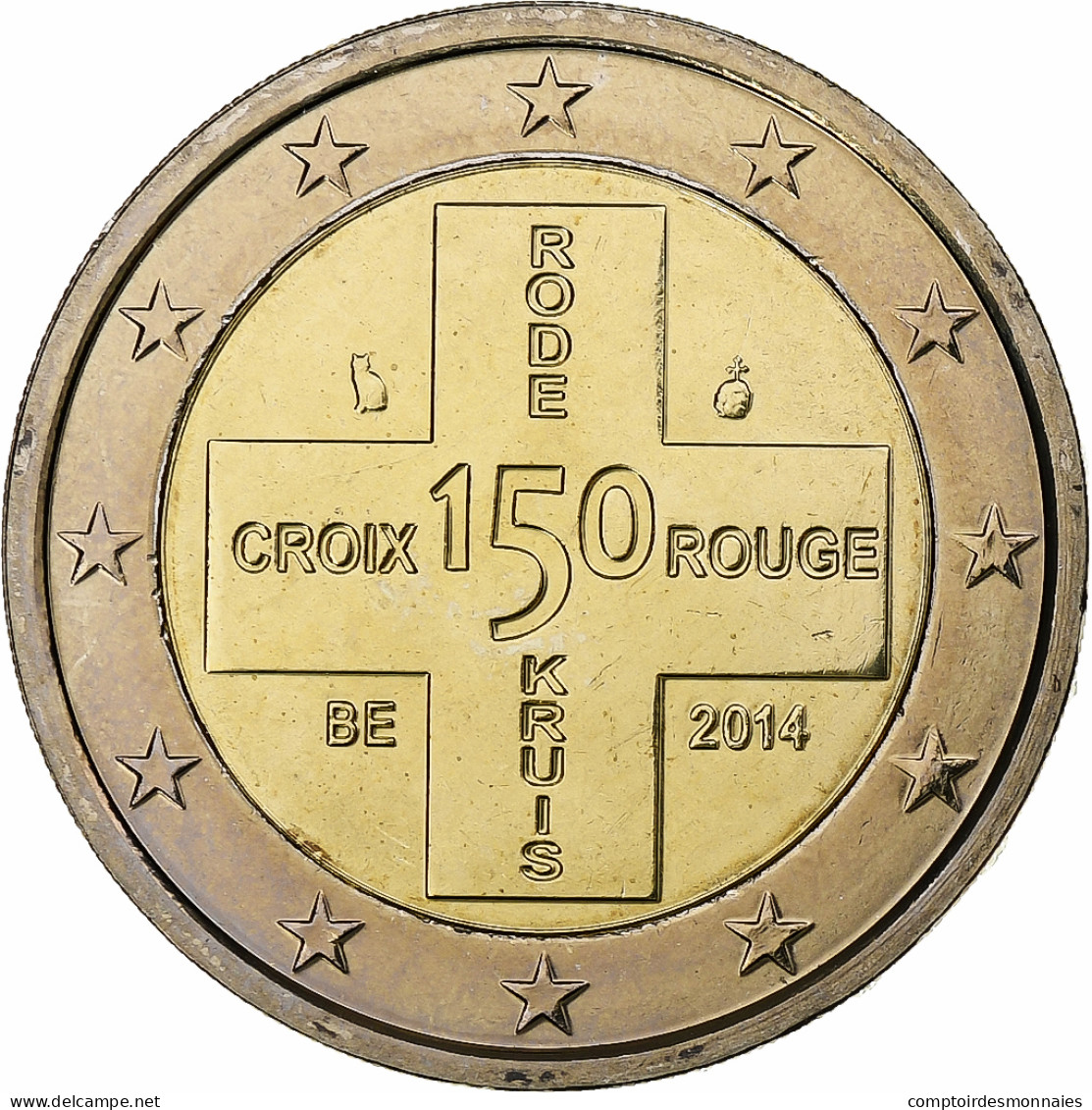 Belgique, 2 Euro, 150 Ans De La Croix Rouge, 2014, Bruxelles, Bimétallique - Belgique