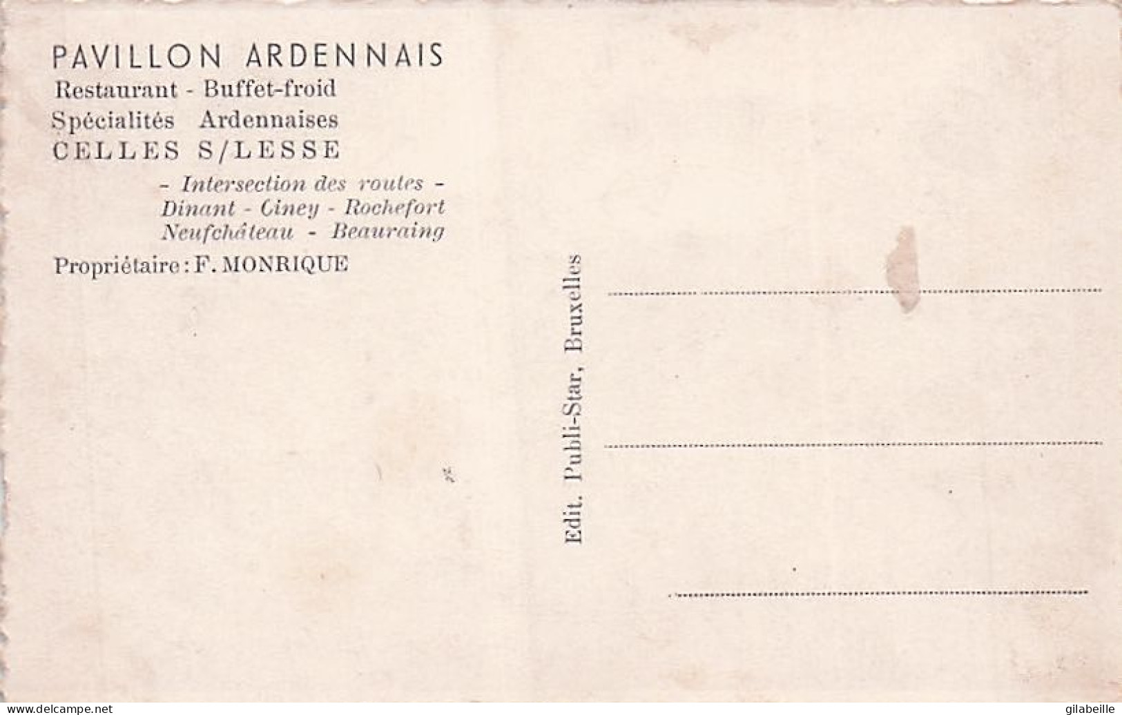 CELLES Sur LESSE - Pavillon Ardennais - Restaurant - Autres & Non Classés