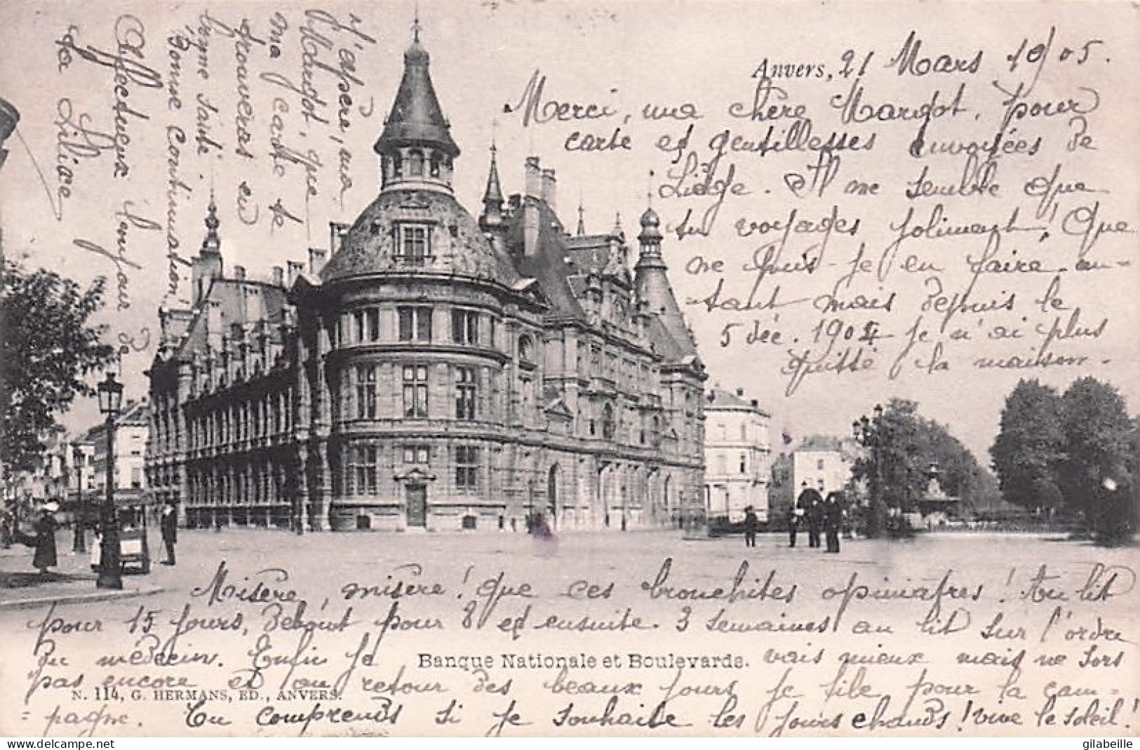 ANTWERPEN - ANVERS -  Banque Nationale Et Boulevards - 1905 - Antwerpen