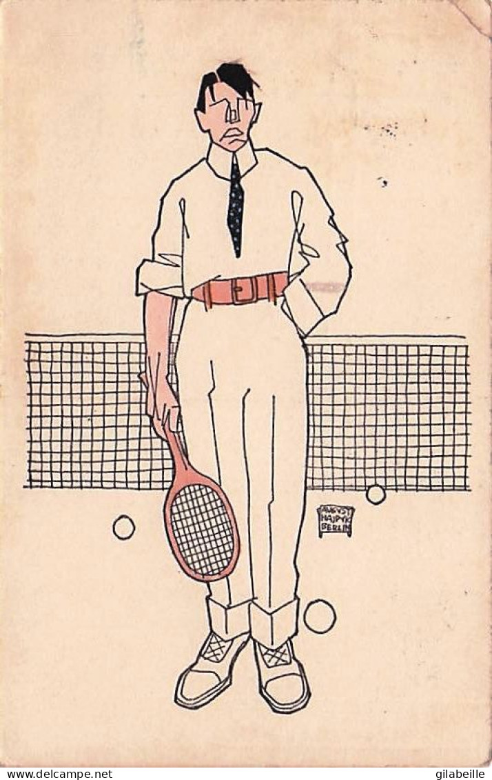 Illustrateur Signé August Haspyk Berlin - Sports -  TENNIS - Homme Jouant Au Tennis  - 1914 - Nanni