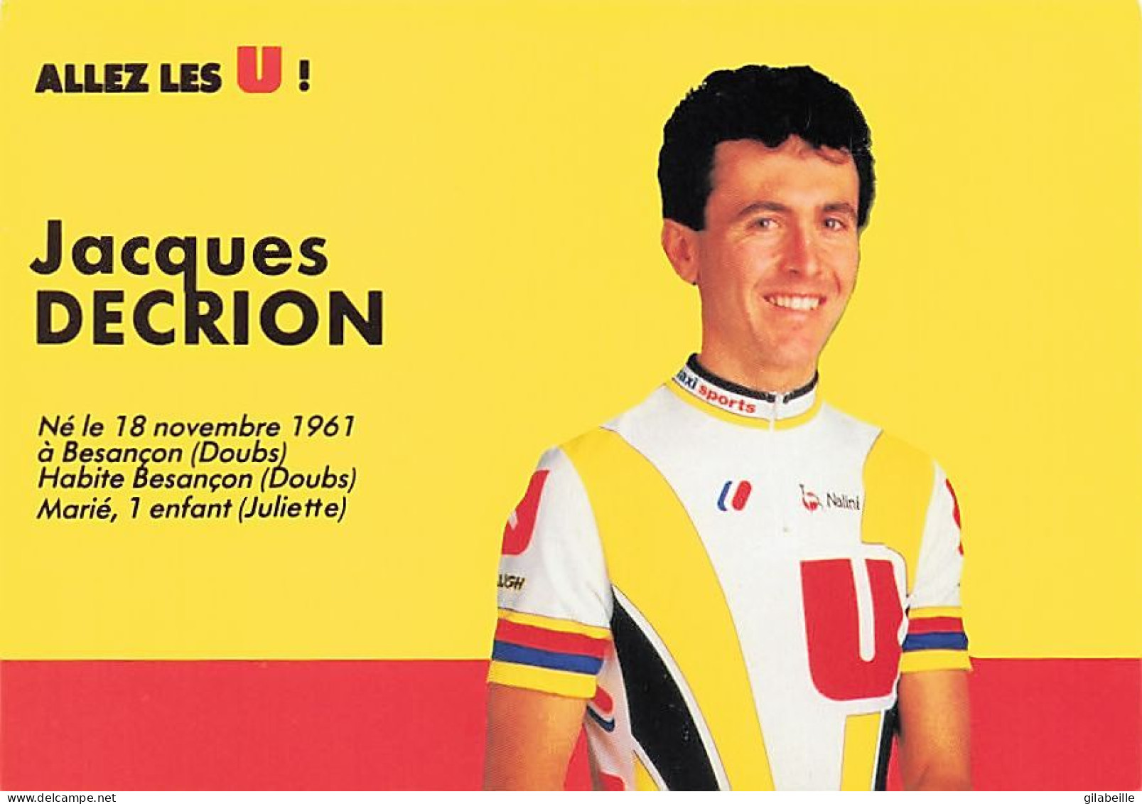 Vélo - Coureur Cycliste  Jacques Decrion - Team U -cycling - Cyclisme - Ciclismo - Wielrennen - - Radsport