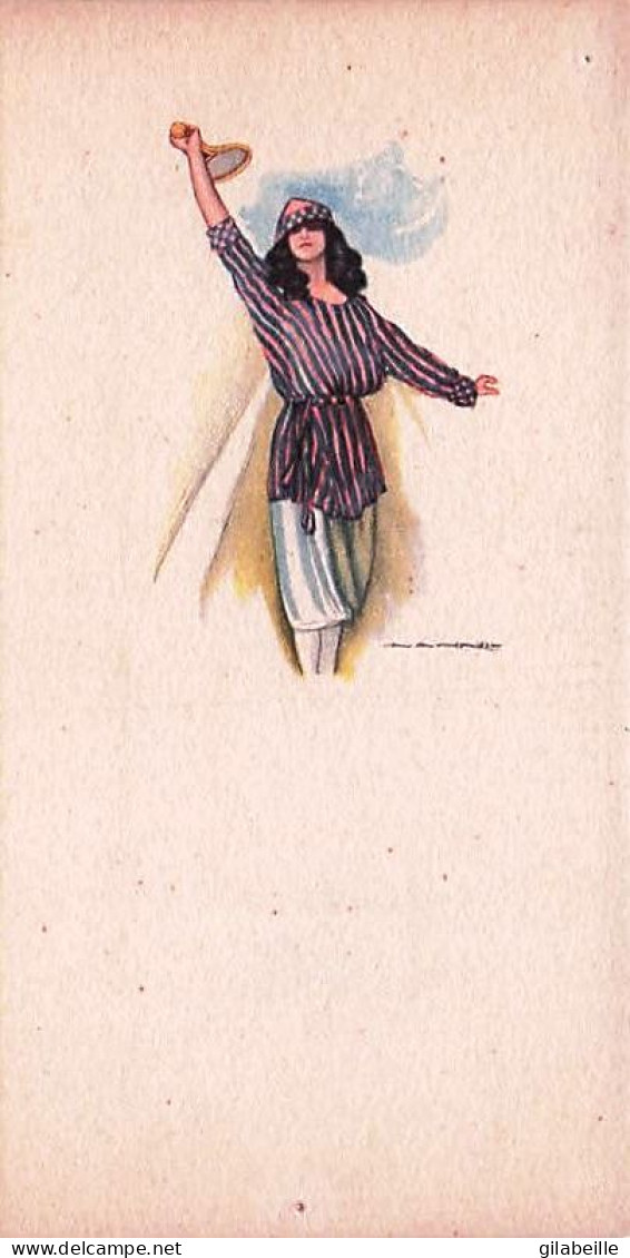 Illustrateur NANNI - Femme jouant au tennis - sports TENNIS - serie 6 cartes - parfait etat - format 13.5 x7.0 cm - rare