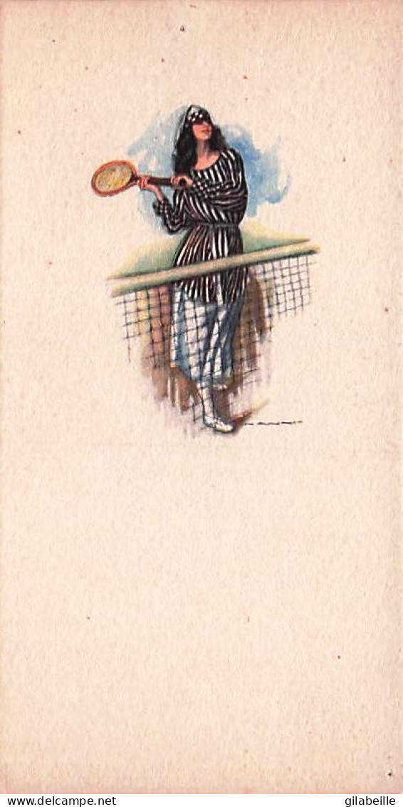 Illustrateur NANNI - Femme jouant au tennis - sports TENNIS - serie 6 cartes - parfait etat - format 13.5 x7.0 cm - rare