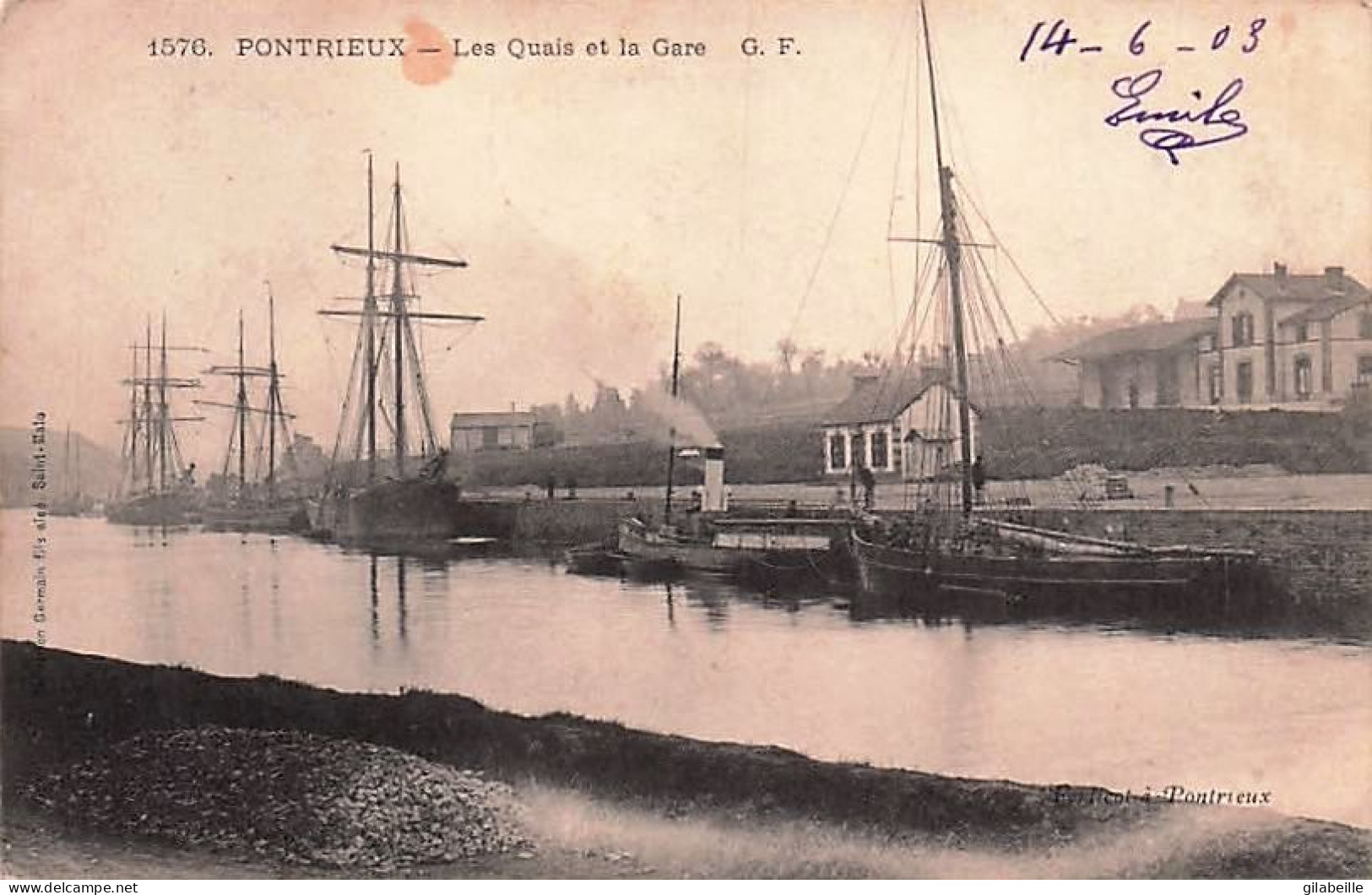 22 - PONTRIEUX - Les Quais Et La Gare - 1903 - Pontrieux