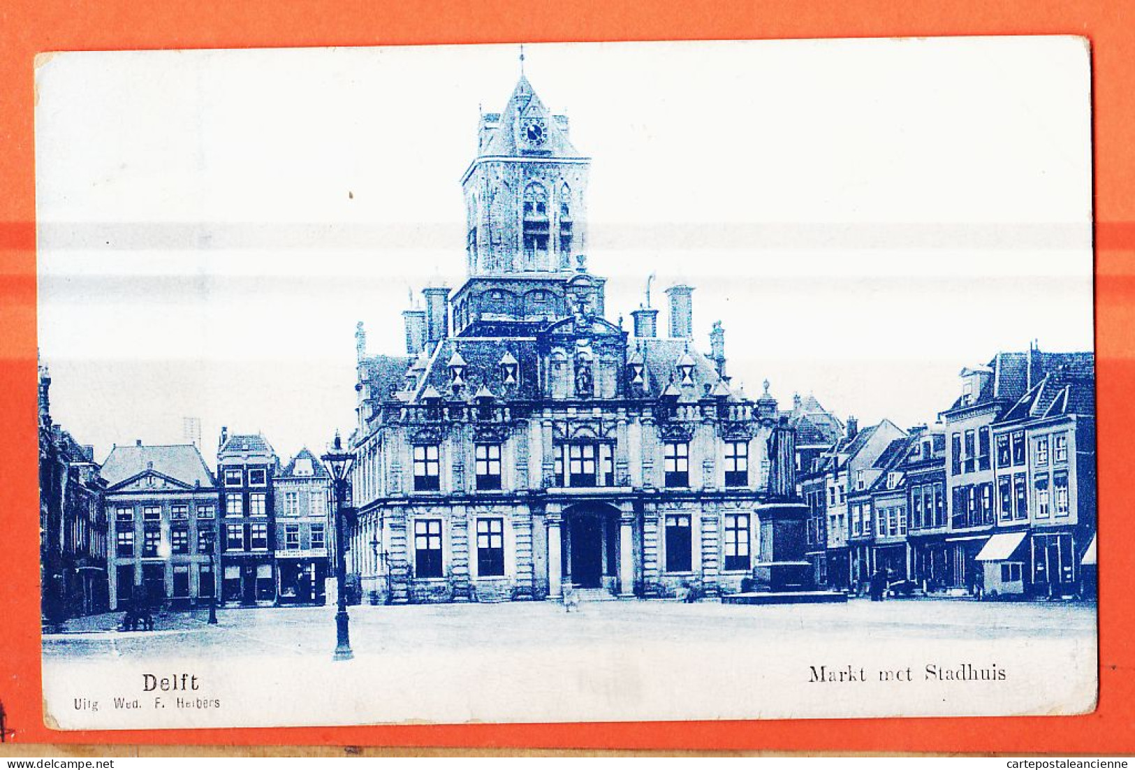 05865 / DELFT Zuid-Holland Markt Met Stadhuis 1900s Nederland Pays-Bas - Delft