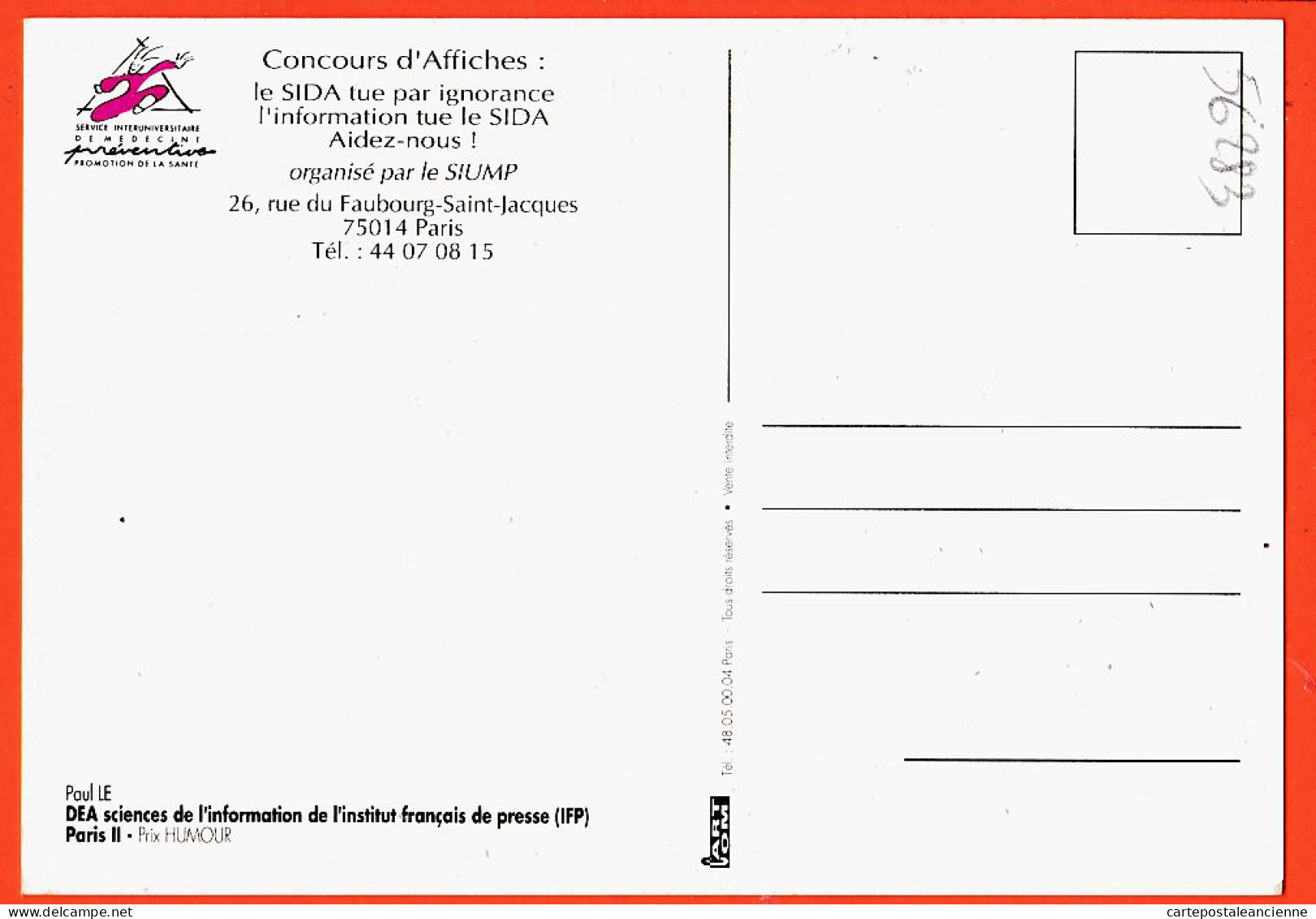 05540 / ⭐ ◉ PARIS XIV Concours Affiches SIUMP Fb ST-HONORE Paul LE DEA IFP Prix Humour SIDA Que AMOUR Reste Conte FEES - Gesundheit