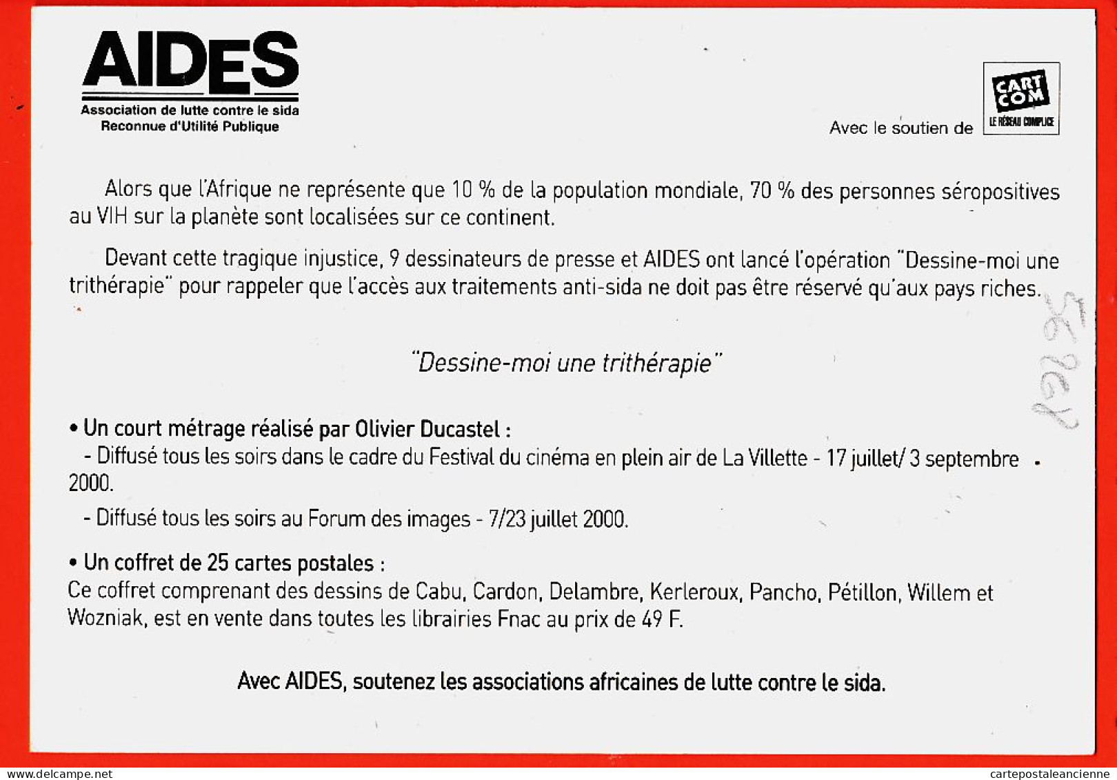 05542 / ⭐ ◉ AIDES Lutte Contre SIDA Par KERLEROUX Quelle Idée Attraper Maladie Riche- Dessine-moi Thérapie DUCASTEL 2000 - Salud
