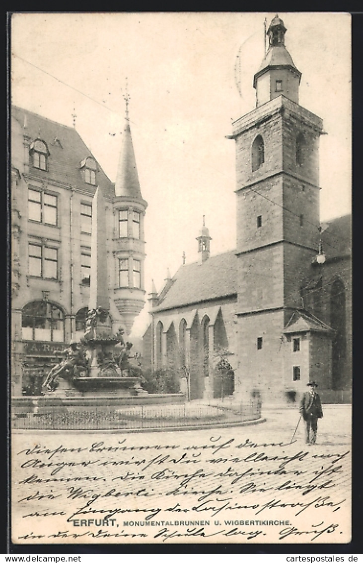 AK Erfurt, Monumentalbrunnen Und Wigbertikirche  - Erfurt