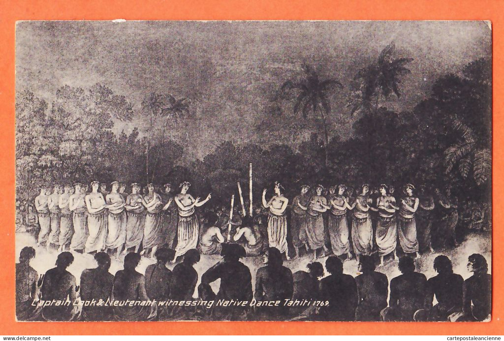 05652 / ⭐ ♥️ Rare TAHITI Captain COOK And Lieutenant WITNESSING Native Dance 1769 Publisher F. HOMES 6375 - Tahiti