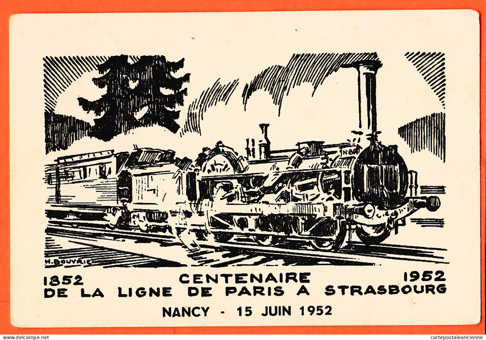 05674 ● NANCY (54) 15 Juin 1952 CENTENAIRE De La Ligne De PARIS à STRASBOURG 1852 Cptrain Illustration BOUVRIE - Nancy