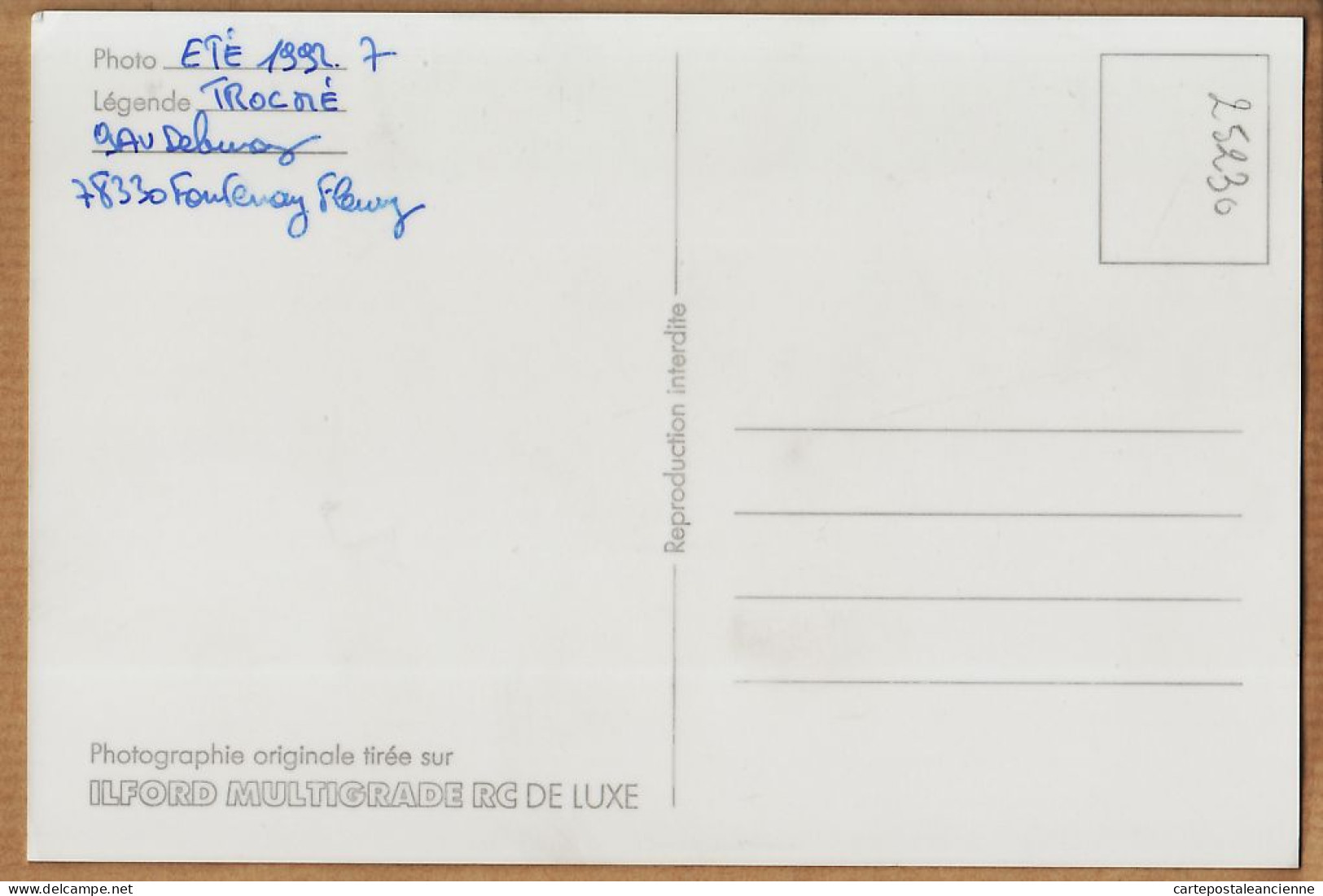 05714 / Carte Photo Photographie Artistique TROCME 9 Avenue Debussy 78330 FONTENAY-FLEURY Eté 1992-7 - Altri & Non Classificati