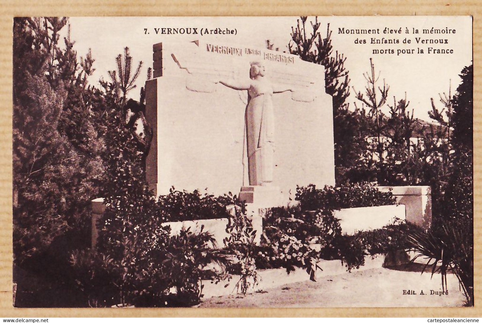 05591 ● VERNOUX 07-Ardèche Monument CpaWW1 élevé Mémoire Es Enfants Morts Pour La FRANCE 1931 De PRINSAC-DUPRE 7 - Vernoux