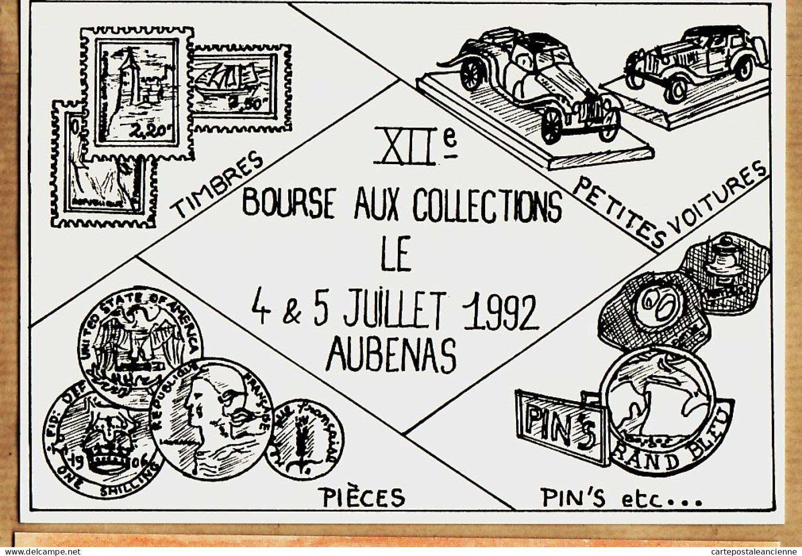 05578 ● AUBENAS 07-Ardèche XIIe Bourse Aux Collections 4-5 Juillet 1992 Dessin B.FABRE- AMPHIBAVI N°403/500 - Aubenas