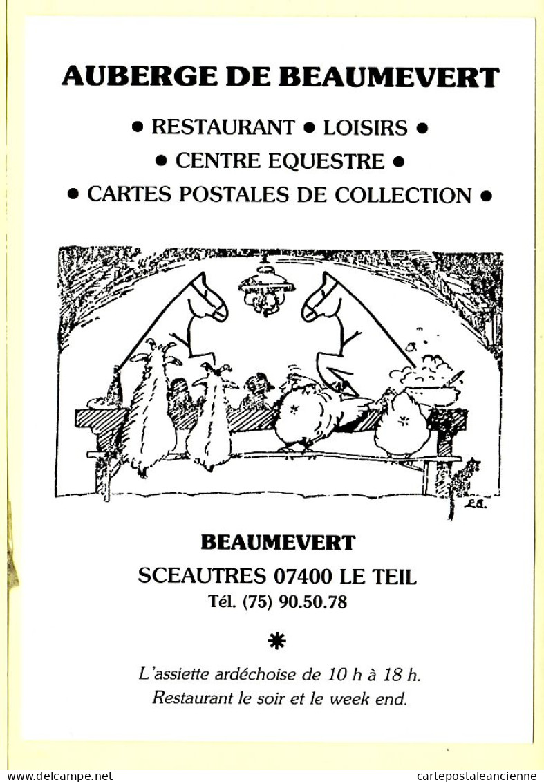 05611 ● ● Peu Commun SCEAUTRES 07-Ardèche Auberge BEAUMEVERT TEIL Restaurant Centre Equestre Collection BOUBET CPPUB - Sonstige & Ohne Zuordnung