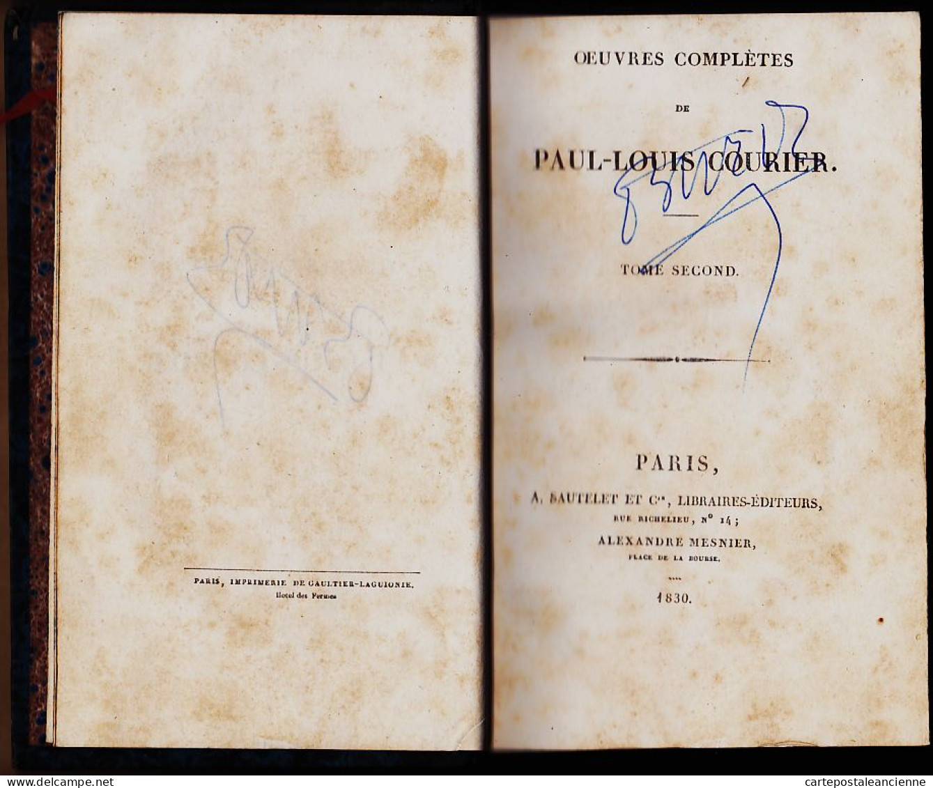 05706 / ⭐ ♥️ Oeuvres Complètes Paul-Louis COURIER  4 Tomes (1829) Fac-Similé Tâche DAPHNIS CHLOE 2,3,4 (1830) SAUTELET - 1801-1900