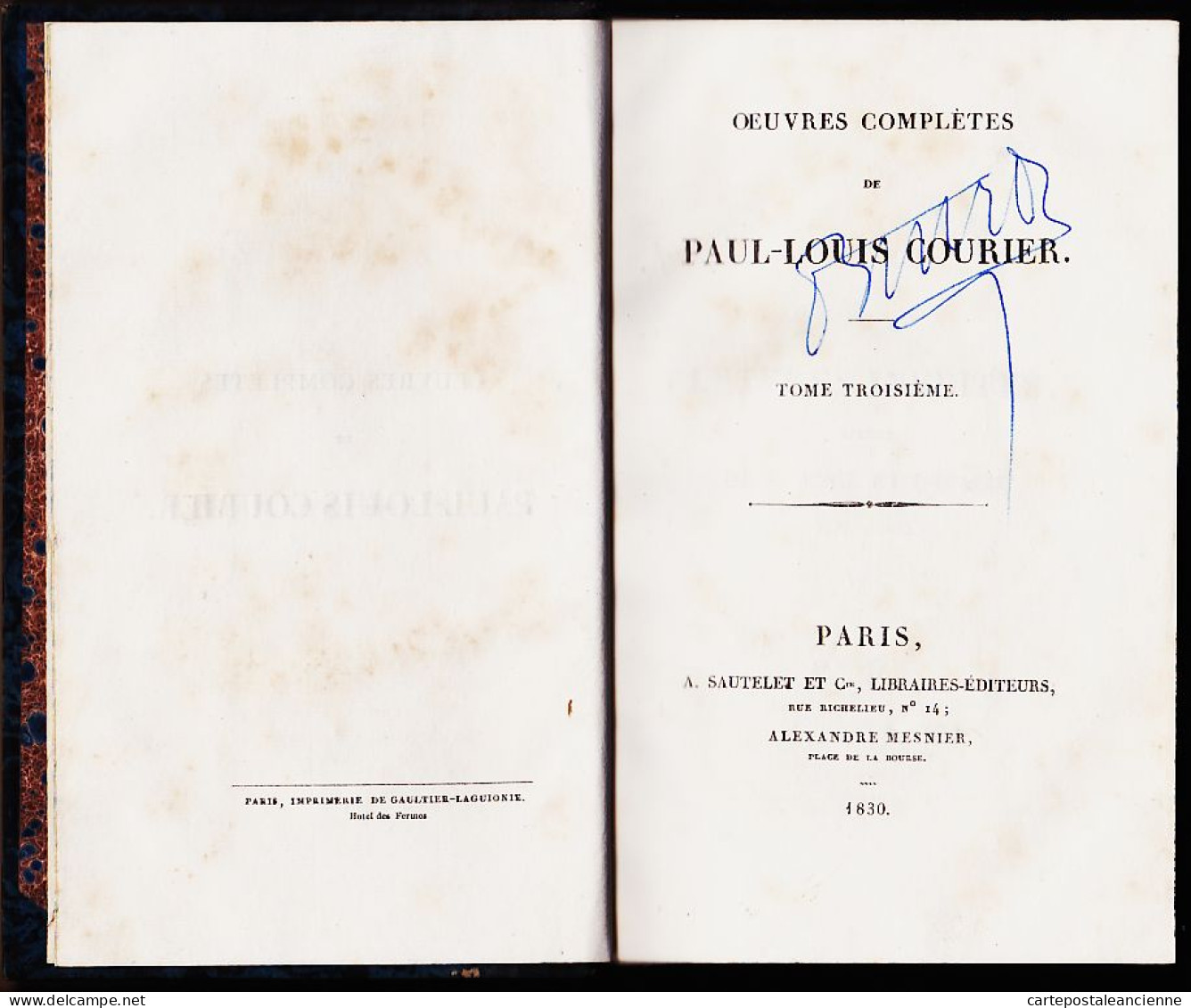05706 / ⭐ ♥️ Oeuvres Complètes Paul-Louis COURIER  4 Tomes (1829) Fac-Similé Tâche DAPHNIS CHLOE 2,3,4 (1830) SAUTELET - 1801-1900
