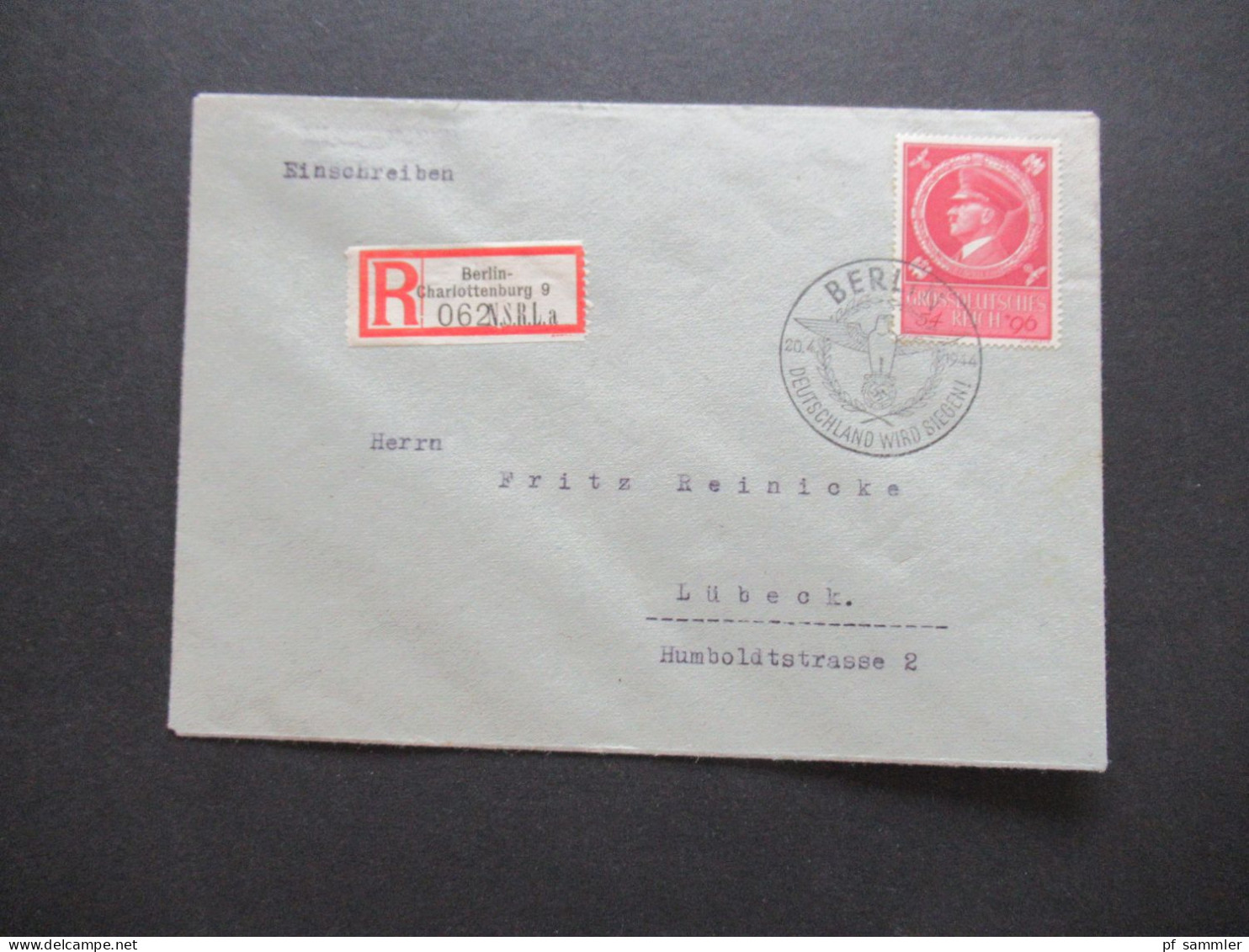 3.Reich 1944 Nr.887 Geburtstag Von Adolf Hitler Mit Sonderstempel Berlin Deutschland Wird Siegen! Einschreiben Berlin - Brieven En Documenten