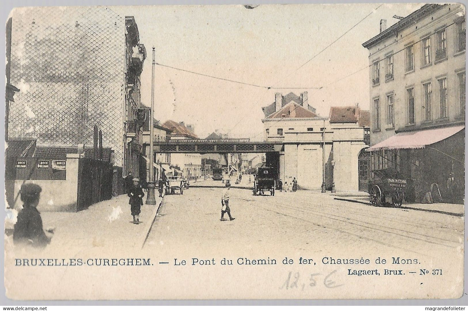 CPA CARTE POSTALE BELGIQUE BRUXELLES-ANDERLECHT CUREGHEM LE PONT DE CHEMIN DE FER CHAUSSEE DE MONS 1917 - Anderlecht