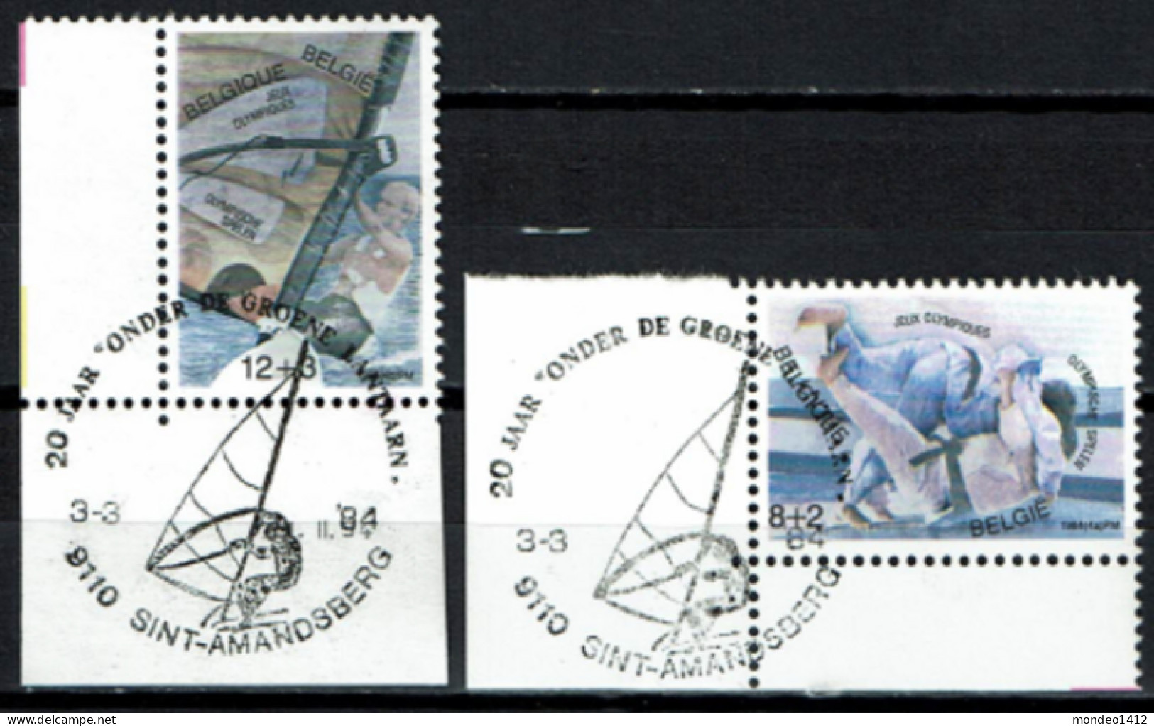 België 1984 OBP 2119/2120 - Y&T 2118/19 - Olympic Games, Jeux Olympiques Los Angeles - Judo, Plankzeilen - Used Stamps