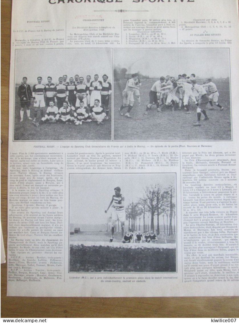 1911 Football Rugby RACING  Club De France  S.C.U  Lizandier Athlétisme - Advertising