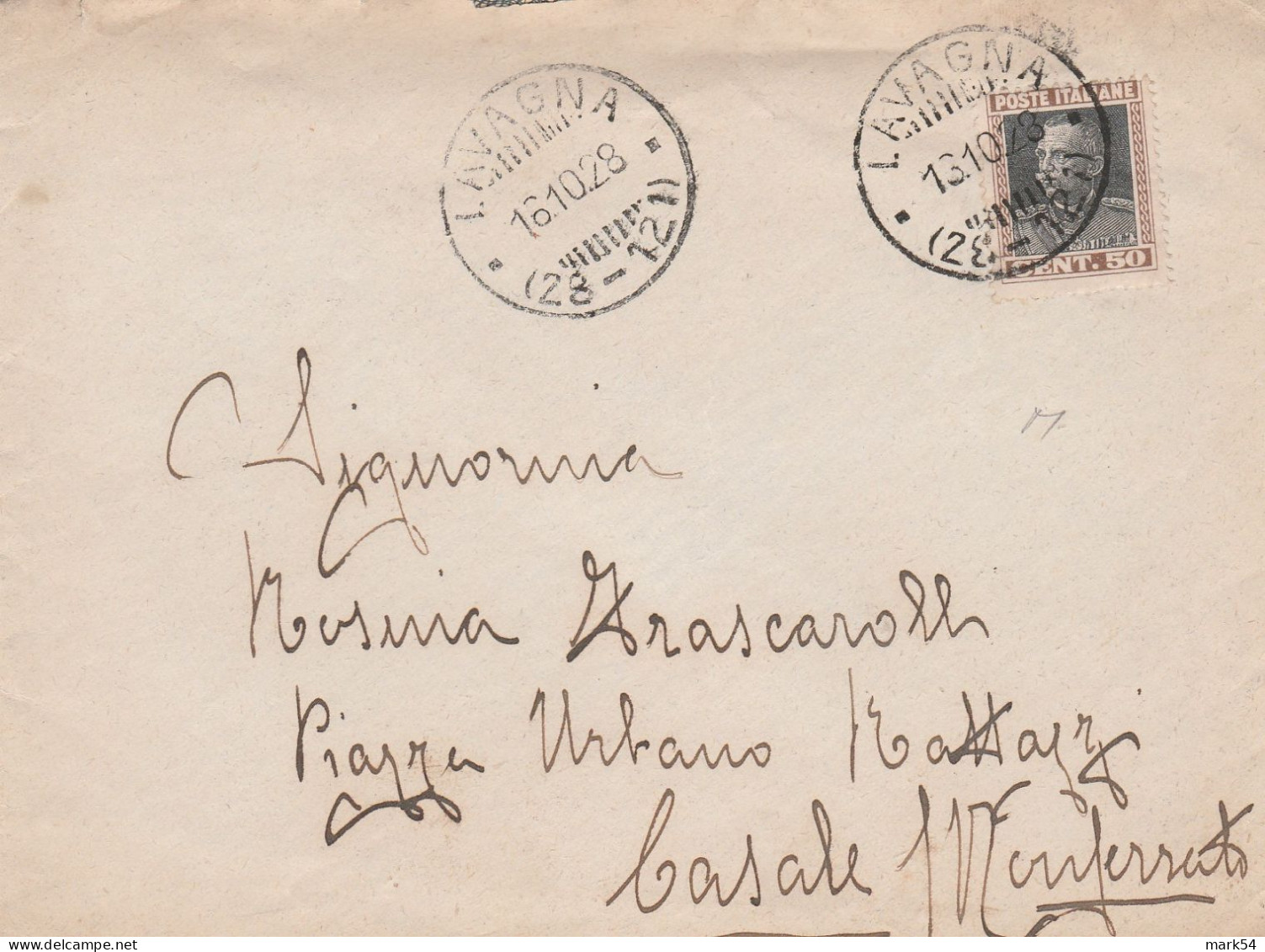 E 233 Lavagna Frazionario 28-121 Del 1928 - Poststempel