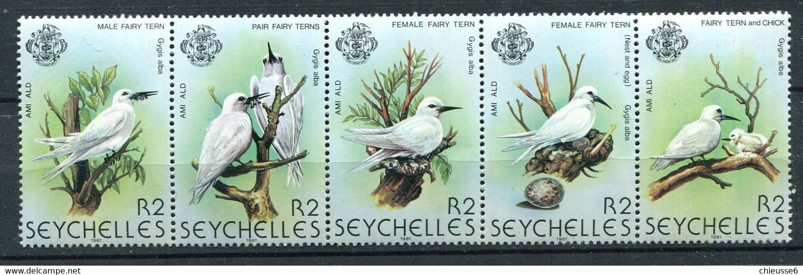 Seychelles ** N° 470 à 474 Se Tenant - Oiseaux : La Sterne Blanche - Seychellen (1976-...)