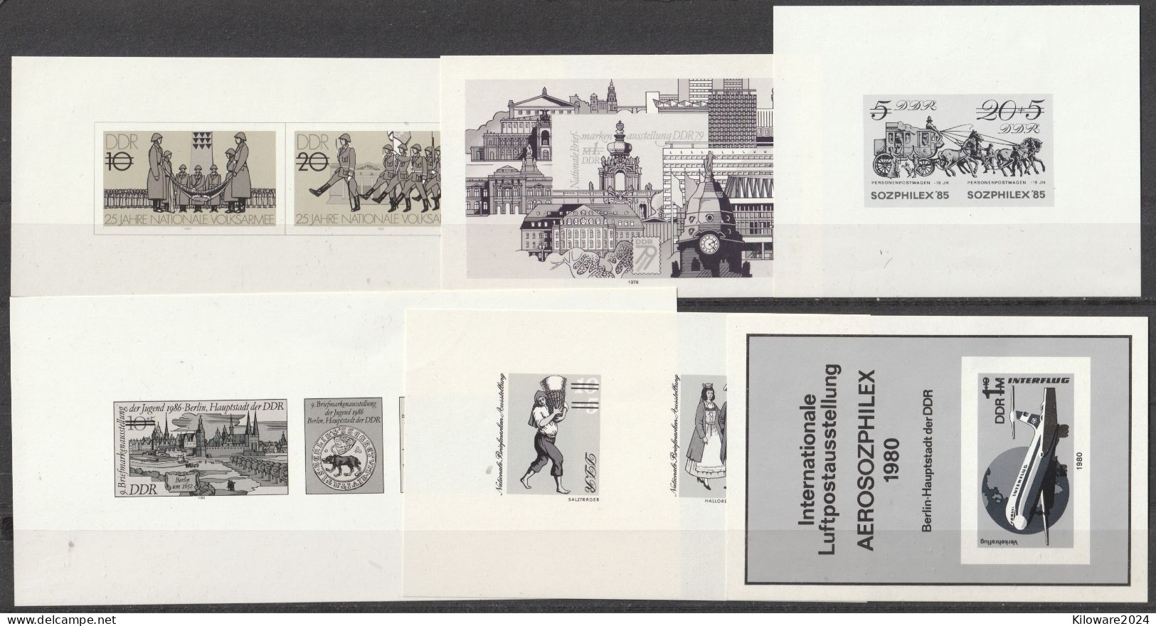 DDR: Lot Mit 6 Versch. Schwarzdrucken Ohne Gummi.  (025) - Lots & Kiloware (mixtures) - Max. 999 Stamps