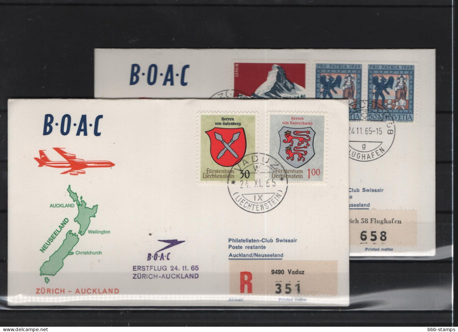 Schweiz Luftpost FFC BEA 7.4.1965 Basel - London VV - First Flight Covers