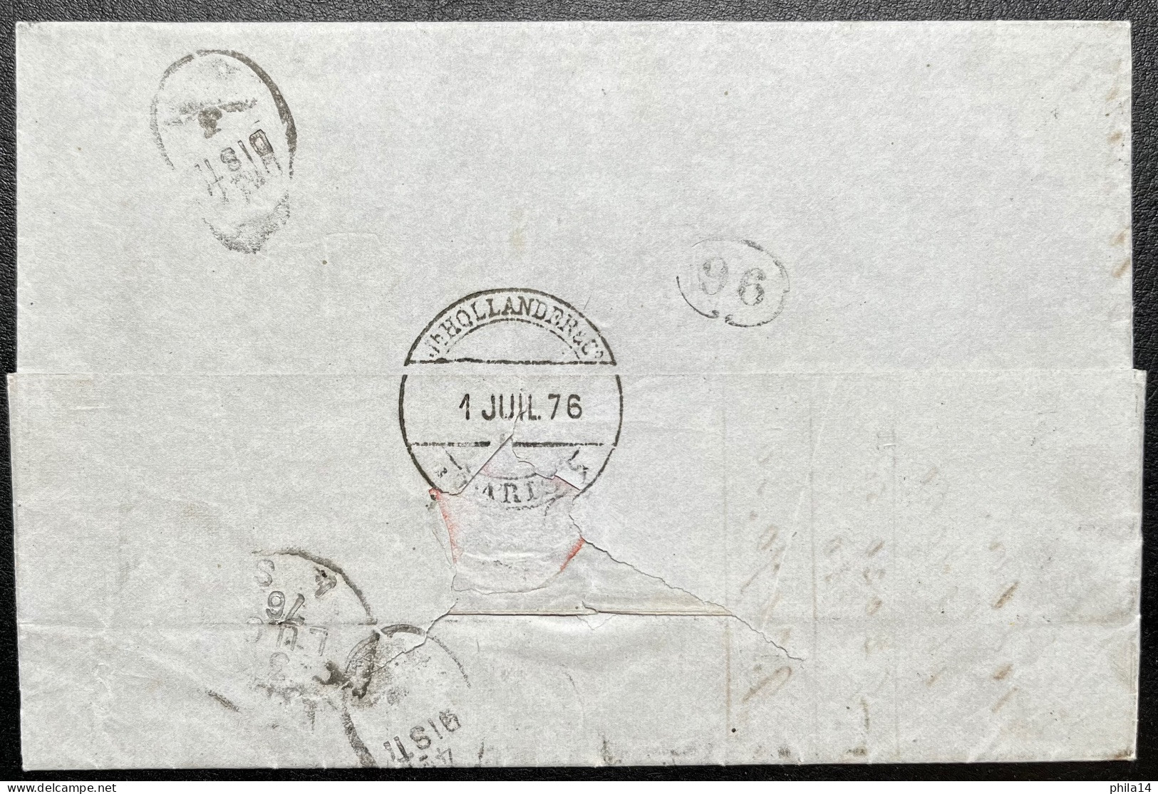 N°56 30c CERES SUR LETTRE / PARIS PL DE LA BOURSE POUR ROME ITALIE / 1 JUIL 1876 / LAC - 1849-1876: Période Classique