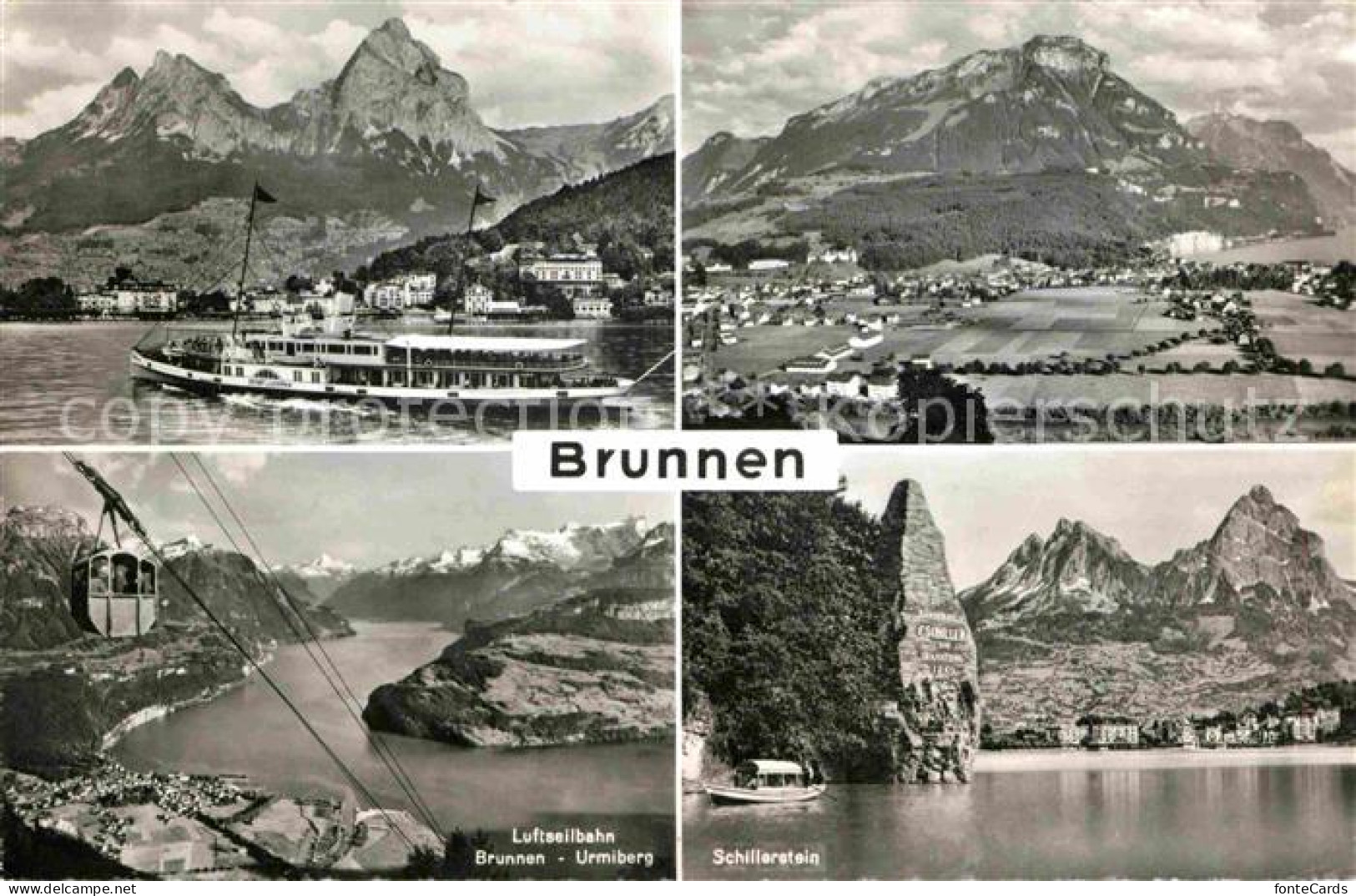 12754366 Brunnen Vierwaldstaettersee SZ Raddampfer Alpenpanorama Schillerstein L - Sonstige & Ohne Zuordnung