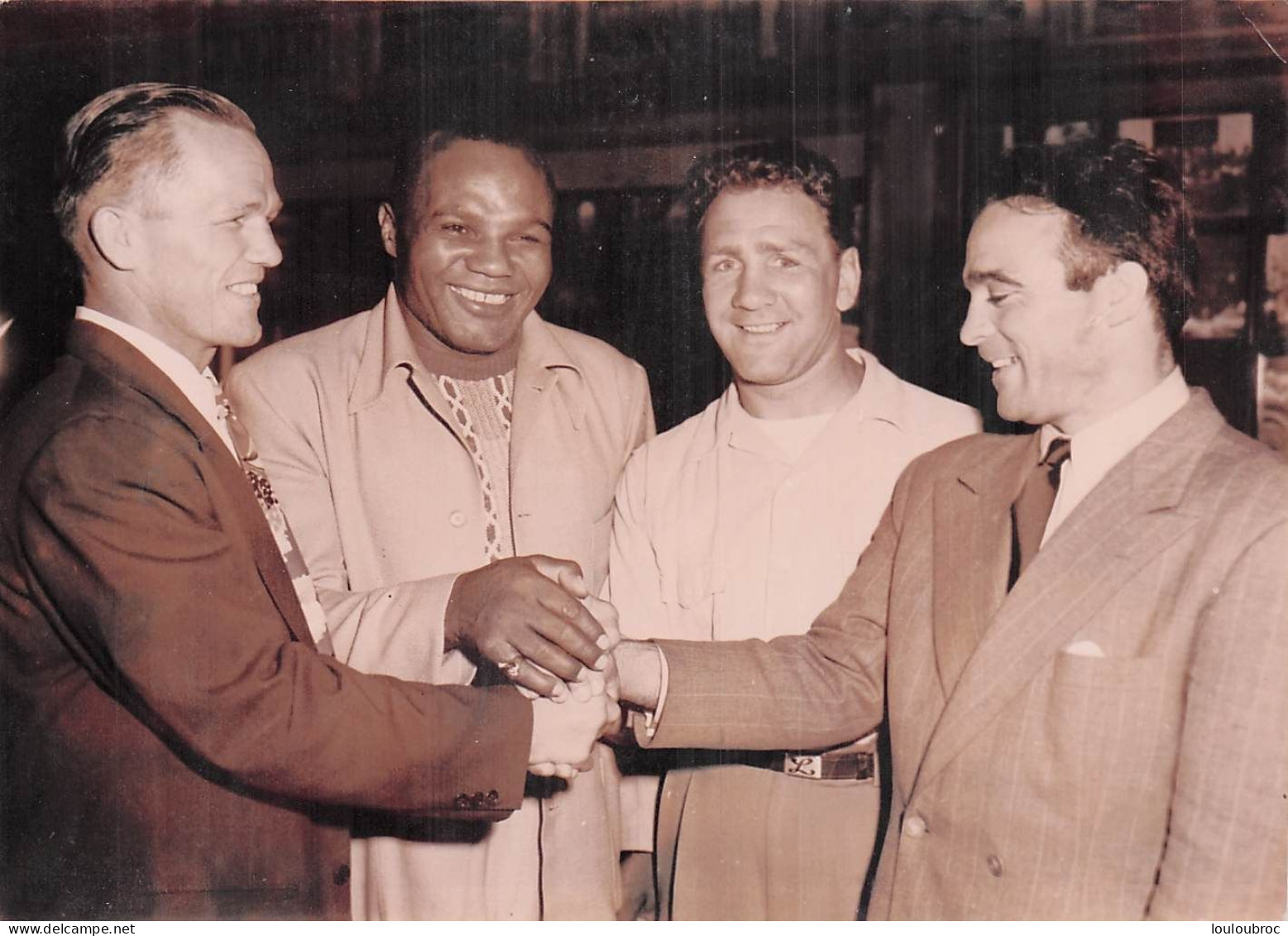 BOXE MARCEL CERDAN AVEC TONY ZALE ET LESNEVIRCH 1948   PHOTO 18X13CM - Sports