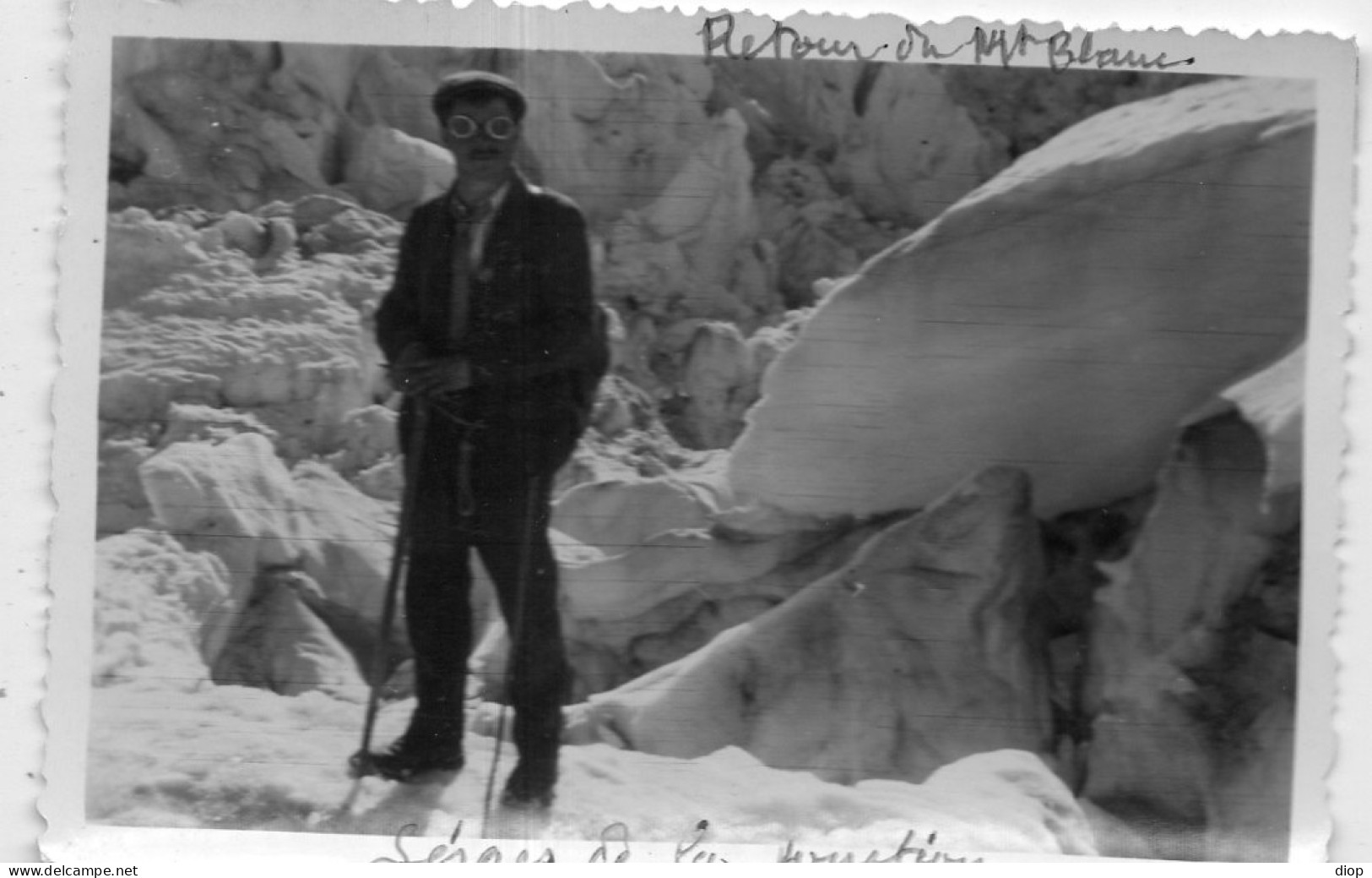 Photographie Photo Vintage Snapshot  Bossons Seracs Alpinisme Montagne Cord&eacute;e - Sporten