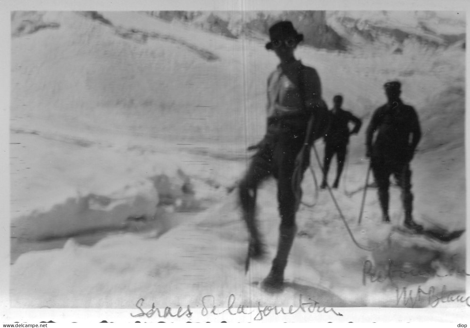 Photographie Photo Vintage Snapshot  Bossons Seracs Alpinisme Montagne Cord&eacute;e - Deportes